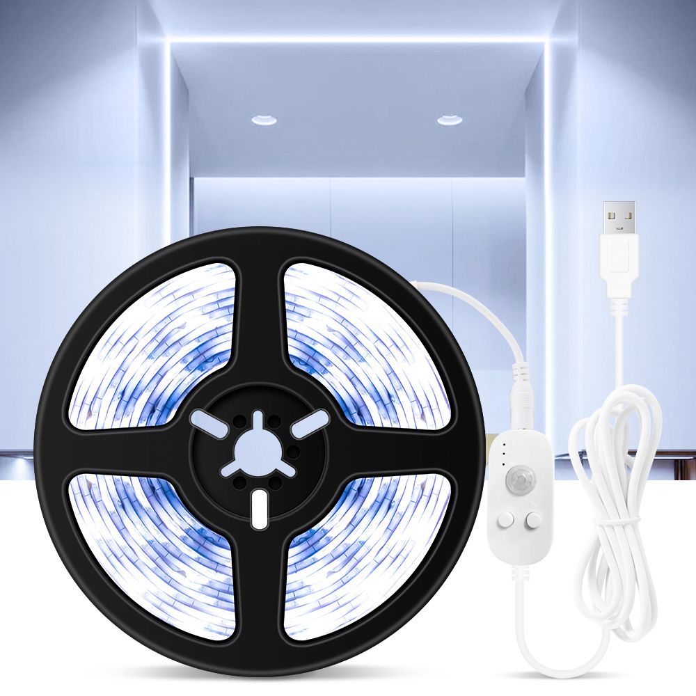 USB Dimmable LEDs Strips Light PIR Motion Sensor 5m 300LEDs Rope Light for TV