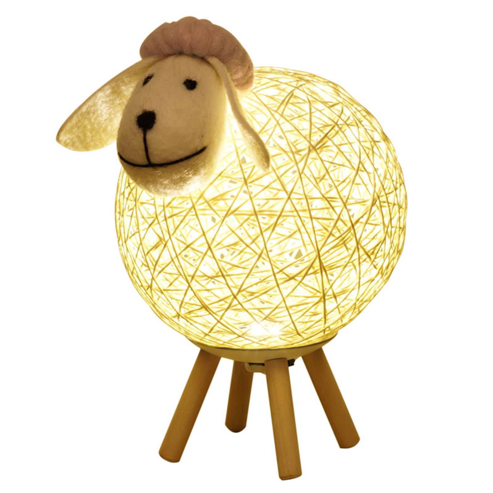 Dimming LEDs Night Light for Kids Cute Sheep Yarn-ball Design Hand-woven view 2