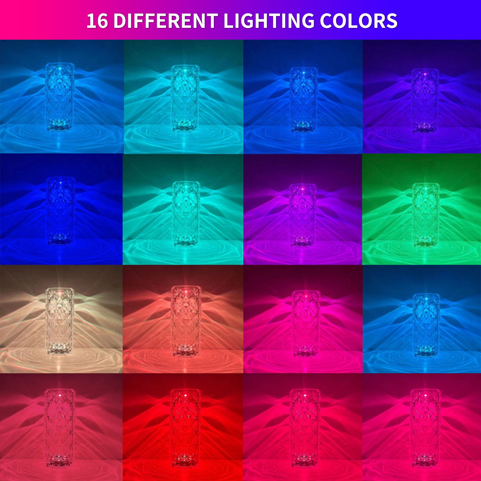 Acrylic Table Lamp with Remote Controller 16 Different Lighting Colors with