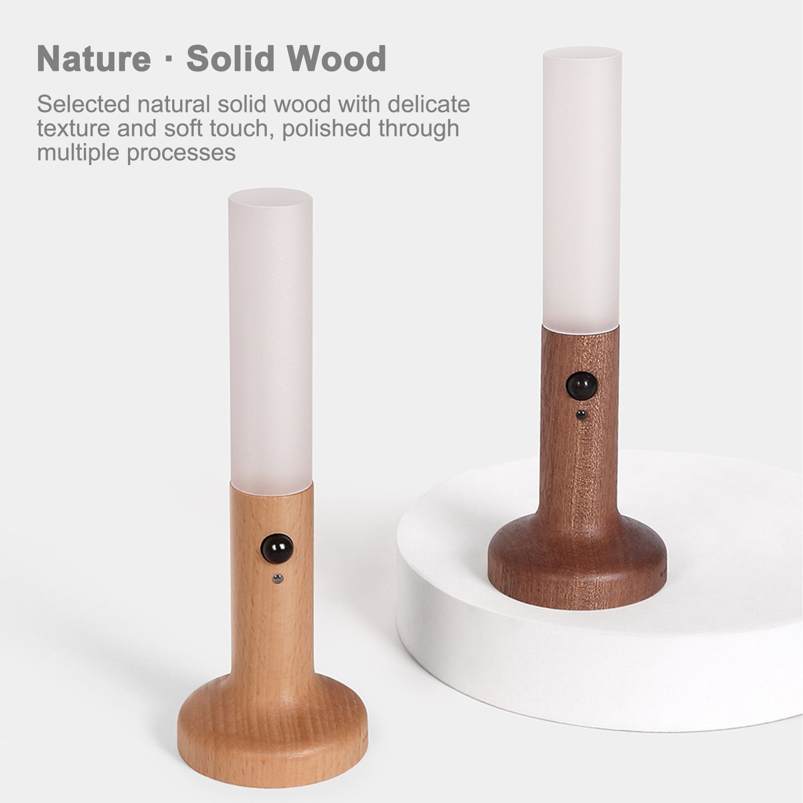 Smart Motion Sensor Night Light Solid Wood Table Lamp Wall Lamp Rechargeable view 9