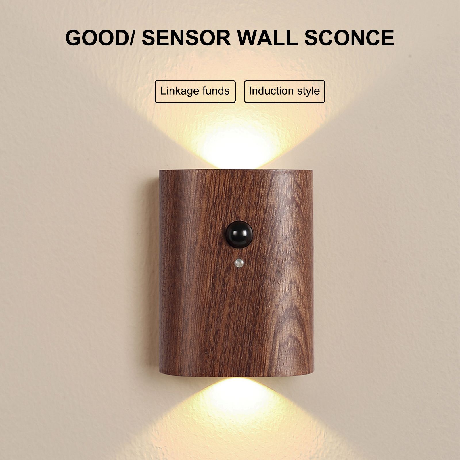 Indoor Motion Sensor Wall Light Double Head LED Rechargeable Night Light view 2
