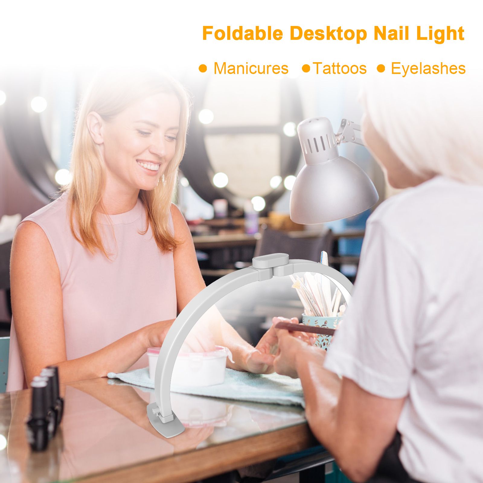 Half Moon Nail Lamp Lash Embroidery Beauty Lamp Adjustable 10 levels of view 12