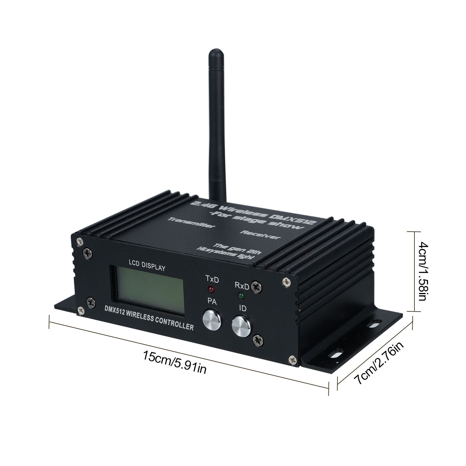 DMX 512 2.4G Wireless Controller Transmitter Receiver LCD Display Power view 2