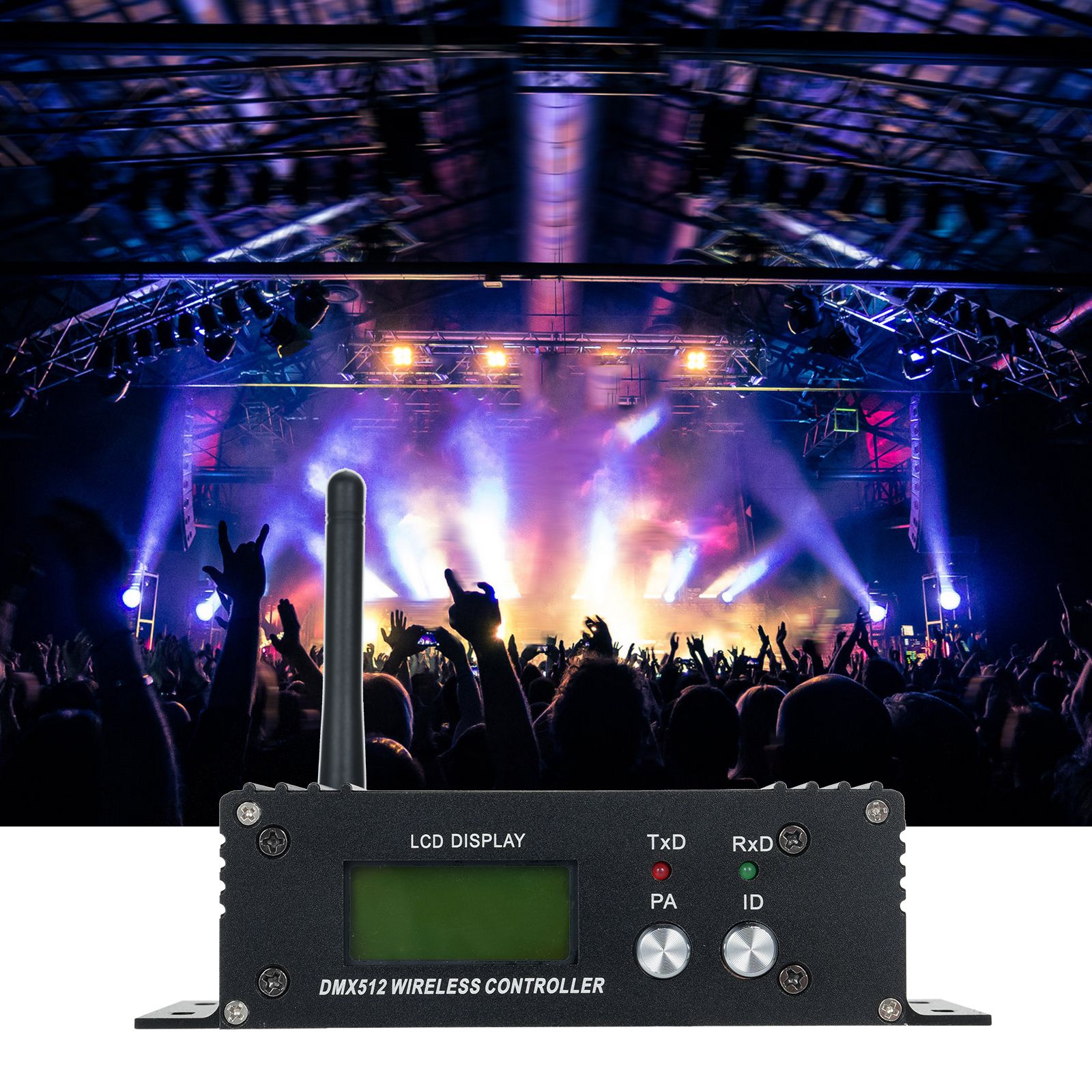 DMX 512 2.4G Wireless Controller Transmitter Receiver LCD Display Power view 3