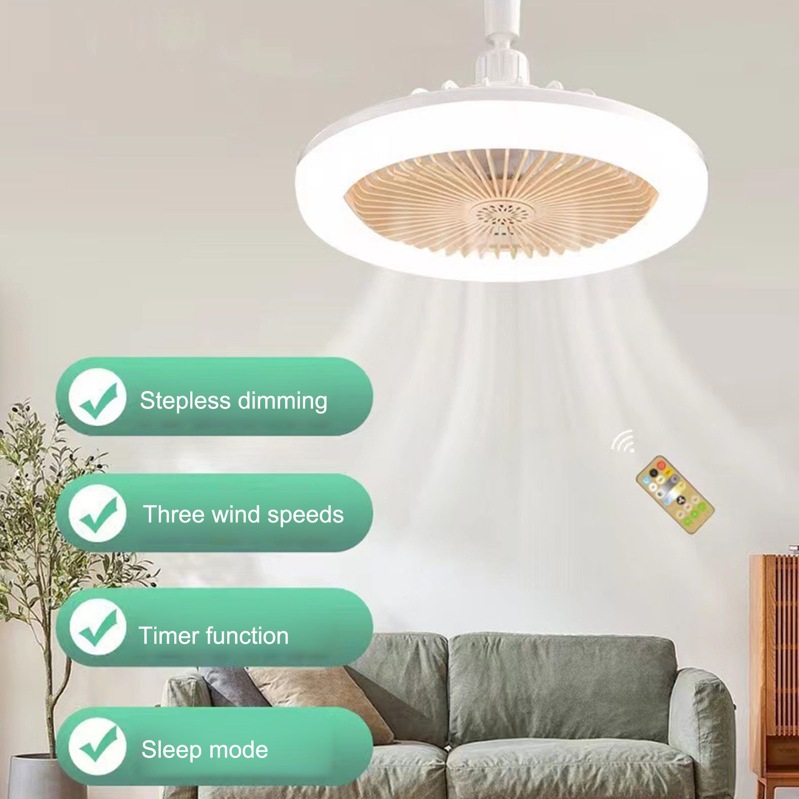 Fan Lamp Dining Room Living Room Bedroom Mute Ceiling Model Ceiling Fan Light view 5