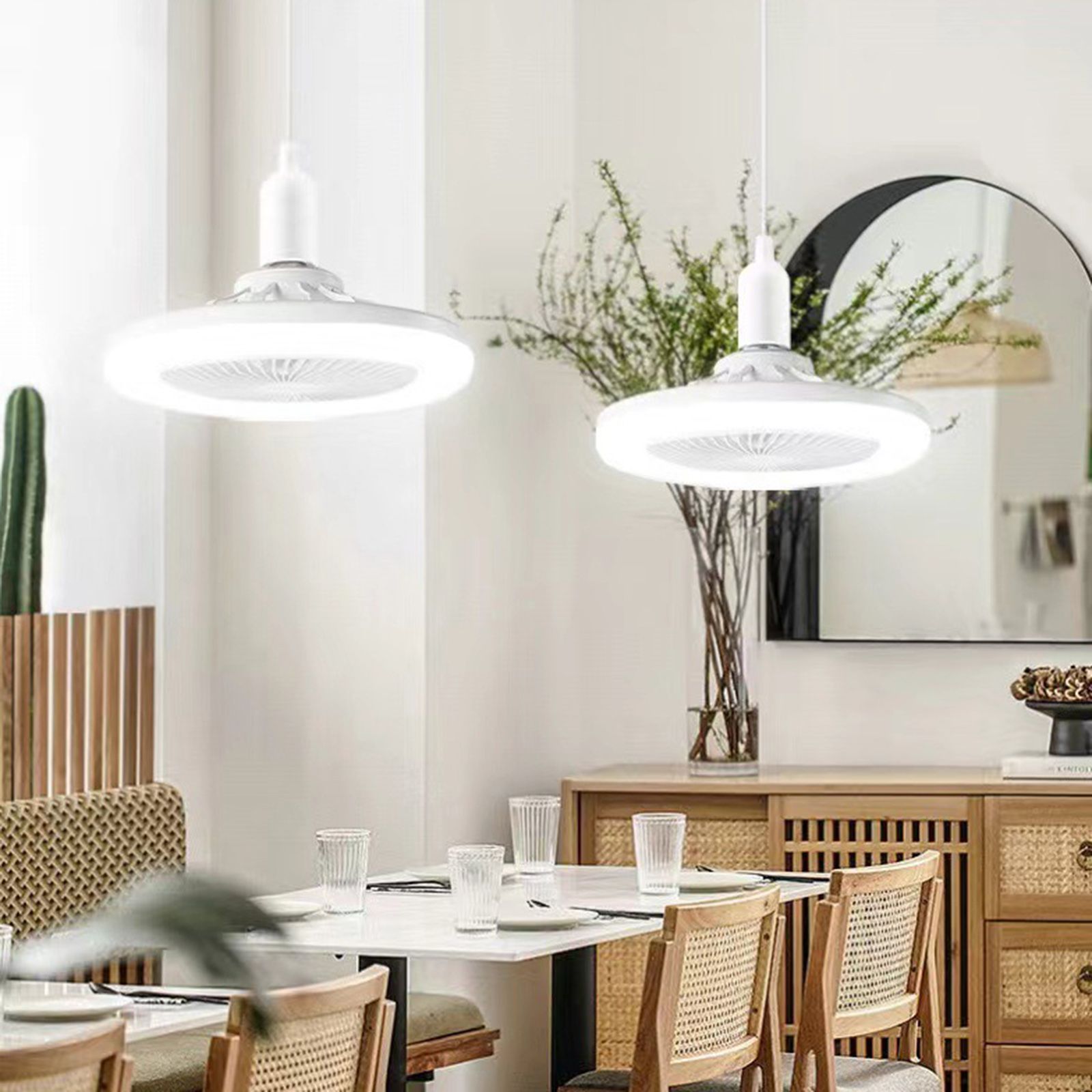 Fan Lamp Dining Room Living Room Bedroom Mute Ceiling Model Ceiling Fan Light view 9