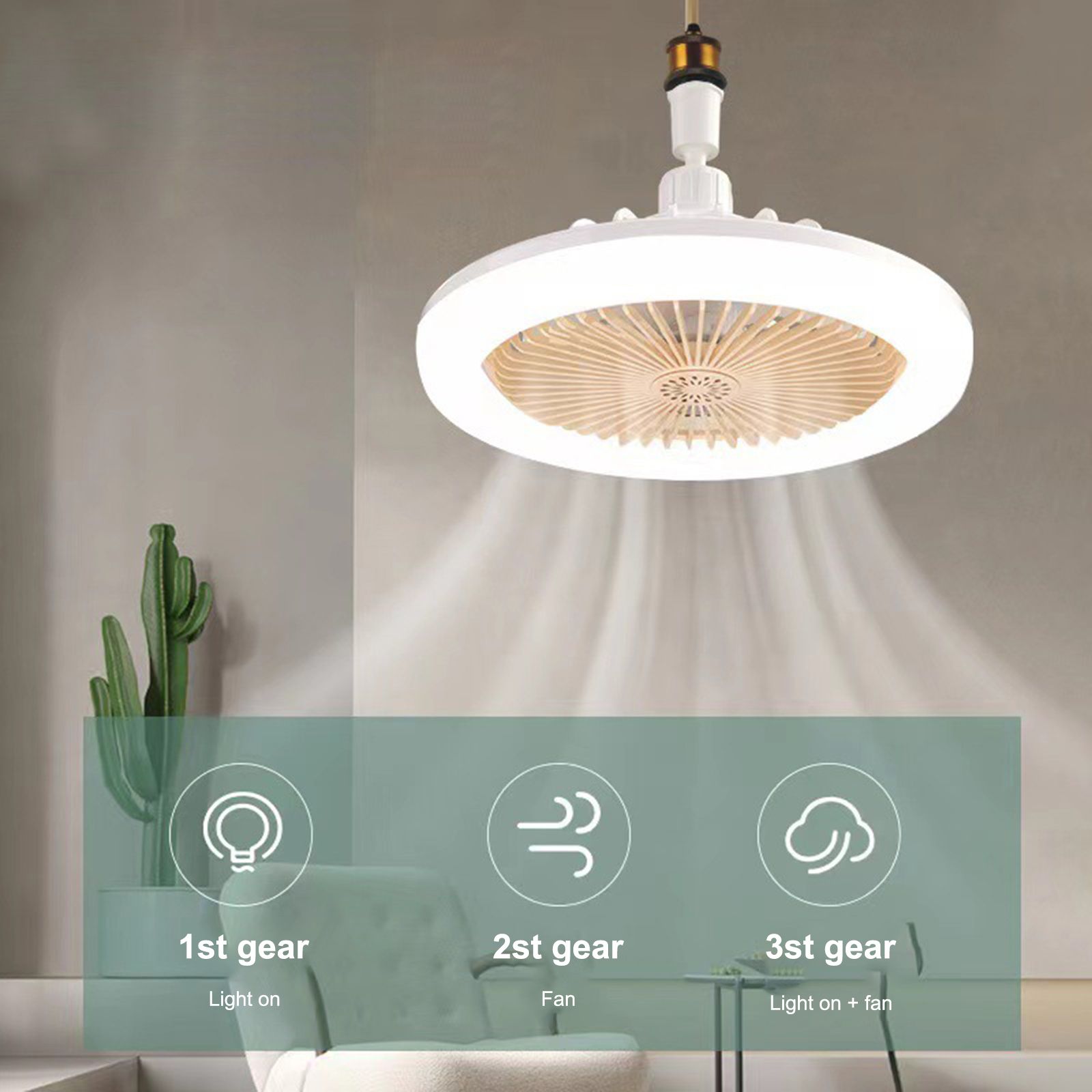 Fan Lamp Dining Room Living Room Bedroom Mute Ceiling Model Ceiling Fan Light view 2