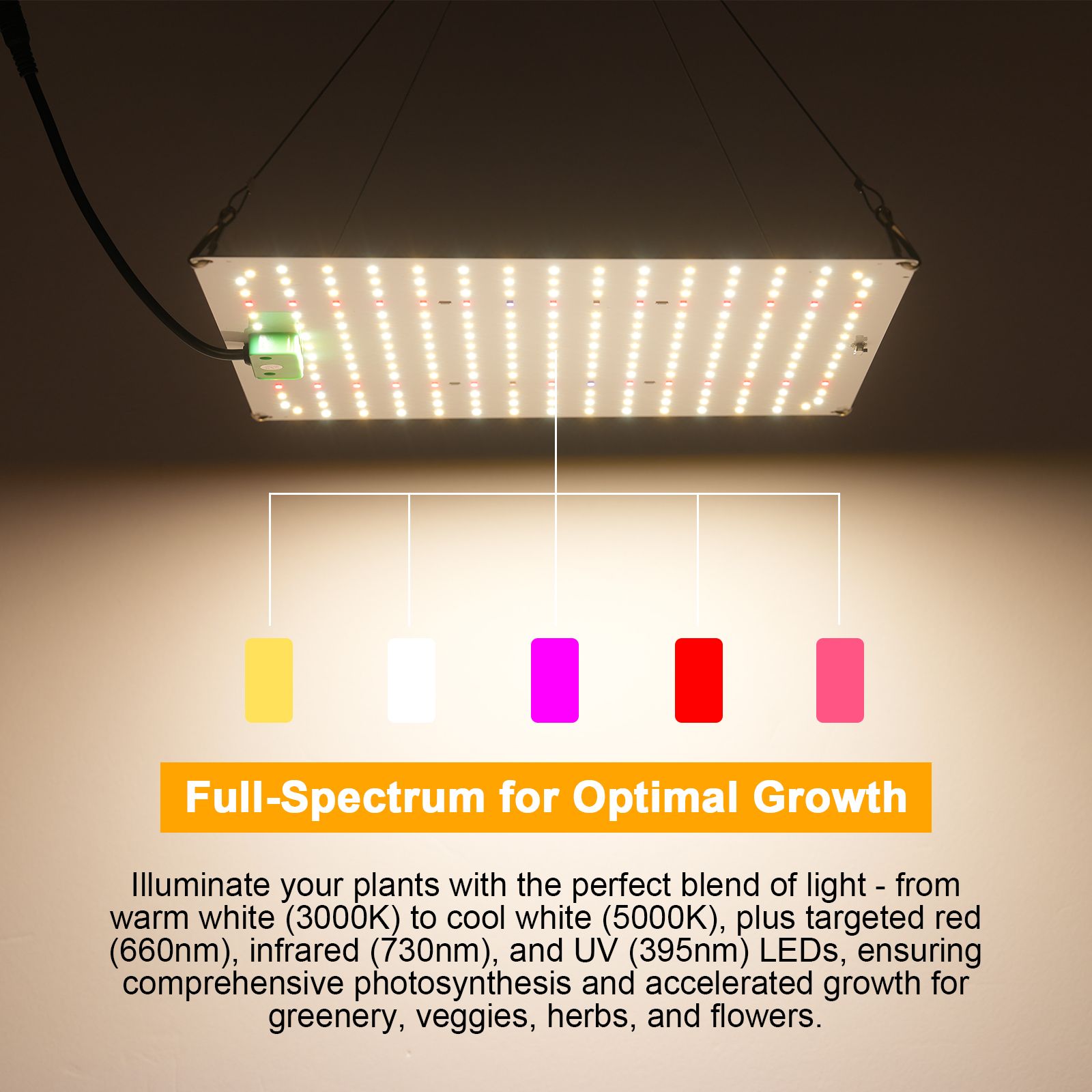 Full Spectrum Growth Light Quantum Board LED Indoor Plant Supplement Light view 9
