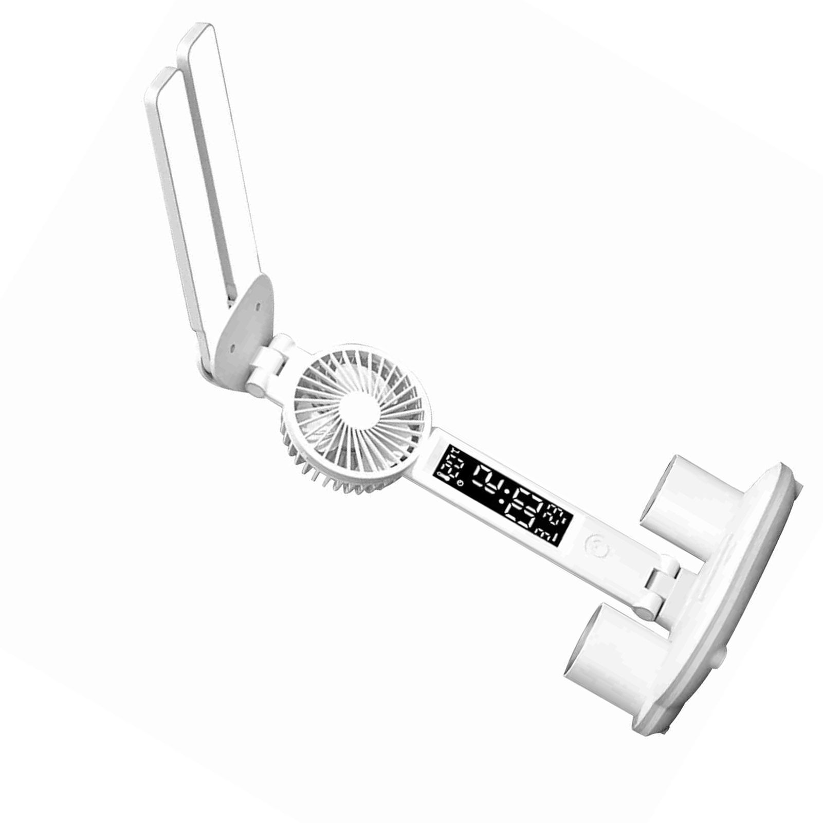 Dual-Head Study Lamp with Fan LED Desk Lamp with Clock and Pen Holders Touch view 4