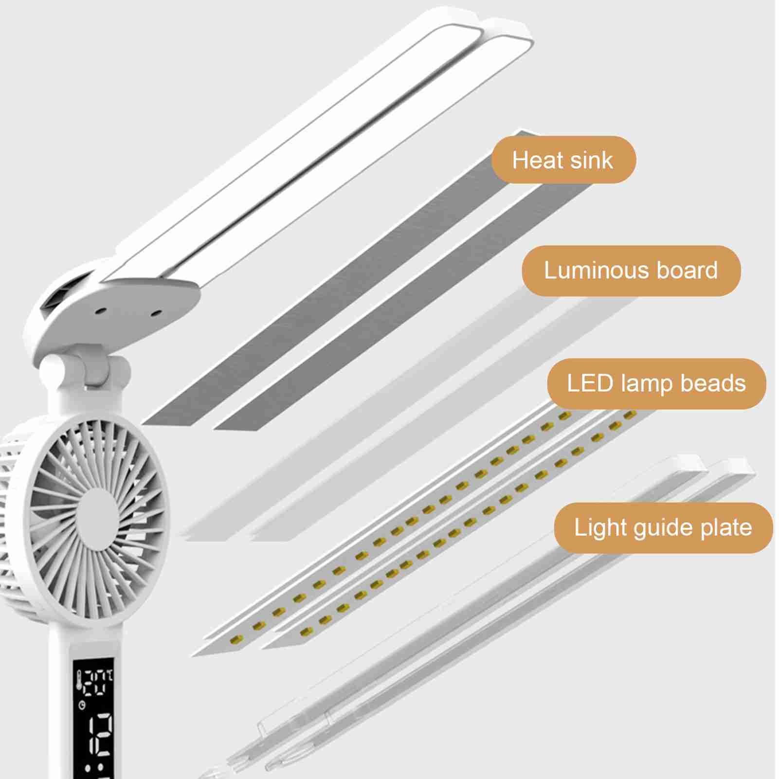 Study Lamp with Fan LED Desk Lamp with Clock and Pen Holders Touch Control view 7