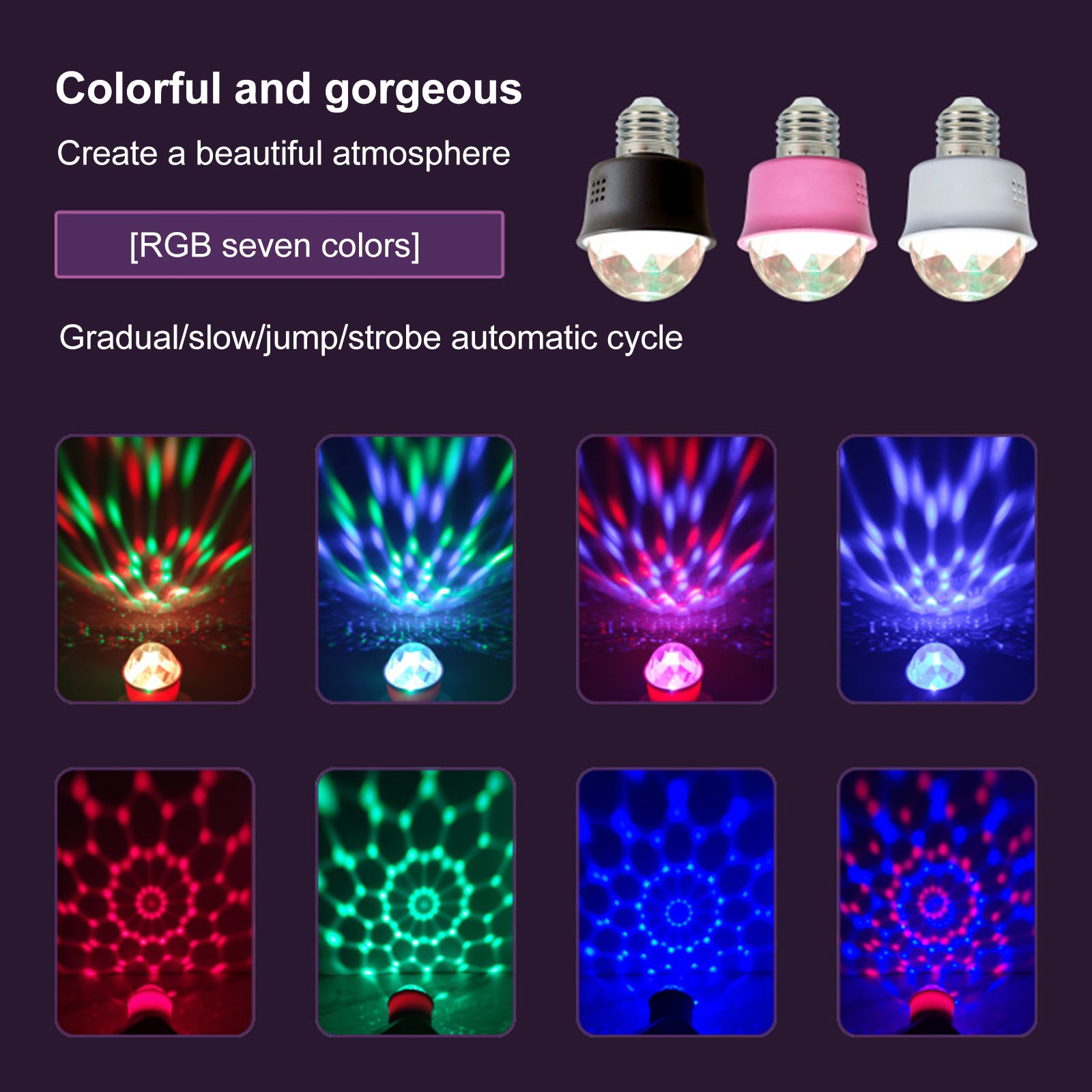 LED 3W Bulb Projection Color Changing Holiday KTV Ambience Decoration Phantom view 5