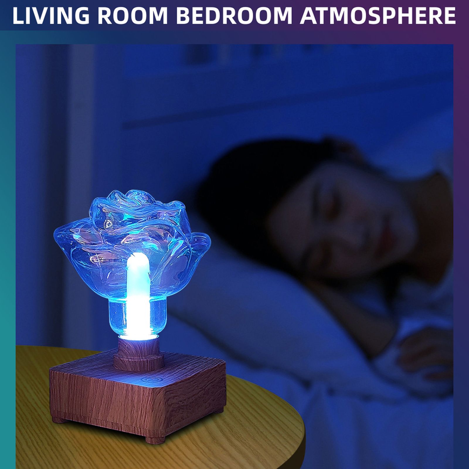LED Rose Ambiance Night Light Romantic Warm Bedroom Touch Control Desktop USB view 7