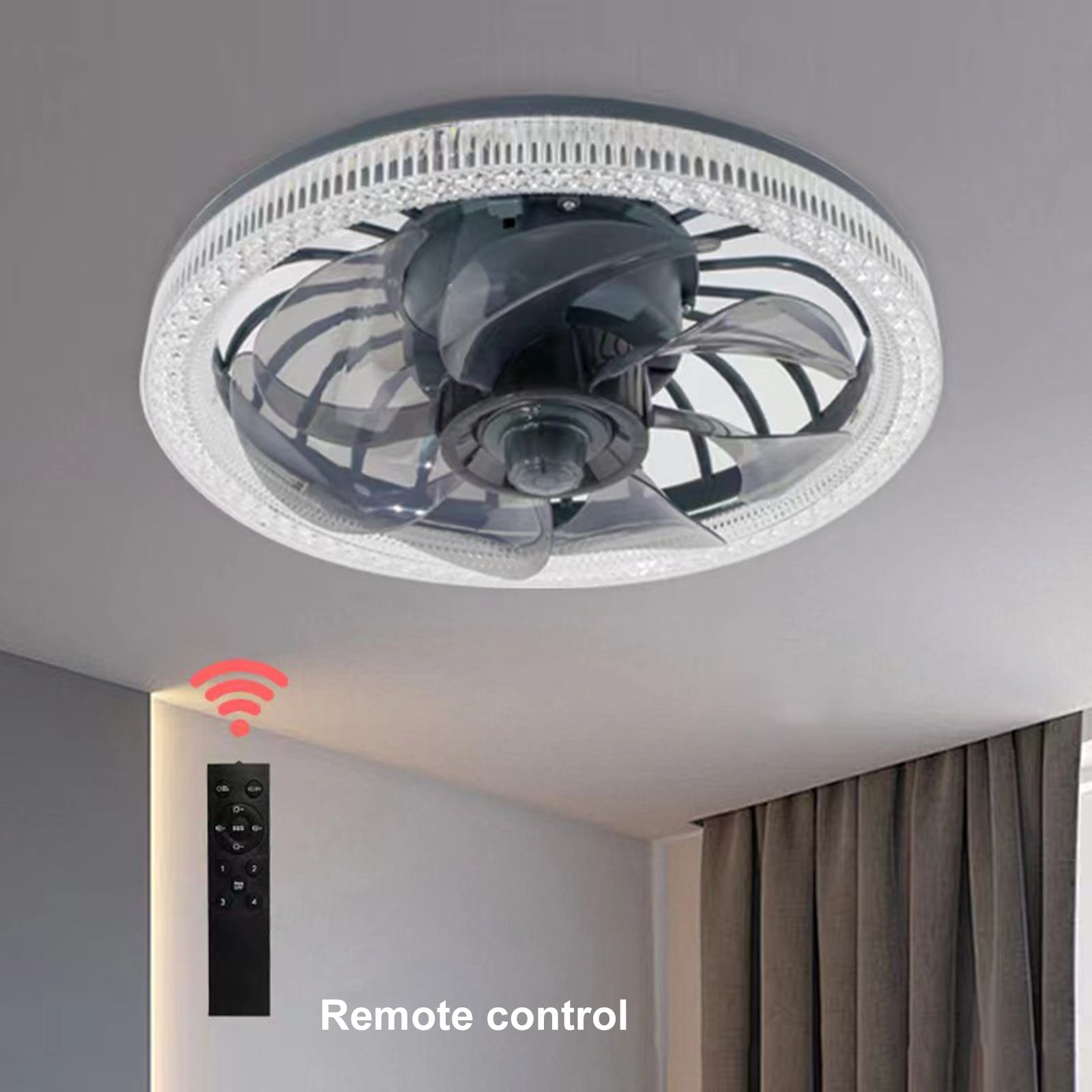Ceiling Fan Light Bedroom Home E27LED Fan Light With Remote Control Speed and view 4
