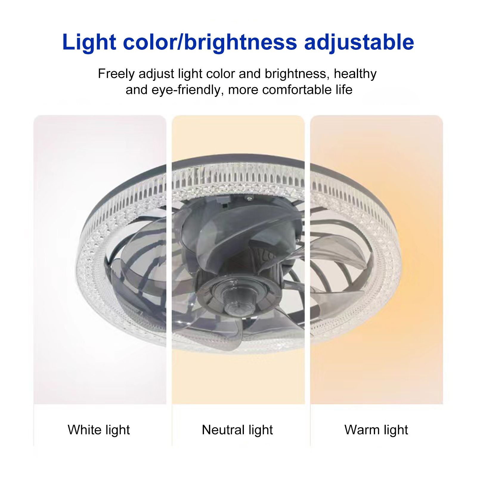 Ceiling Fan Light Bedroom Home E27LED Fan Light With Remote Control Speed and view 5