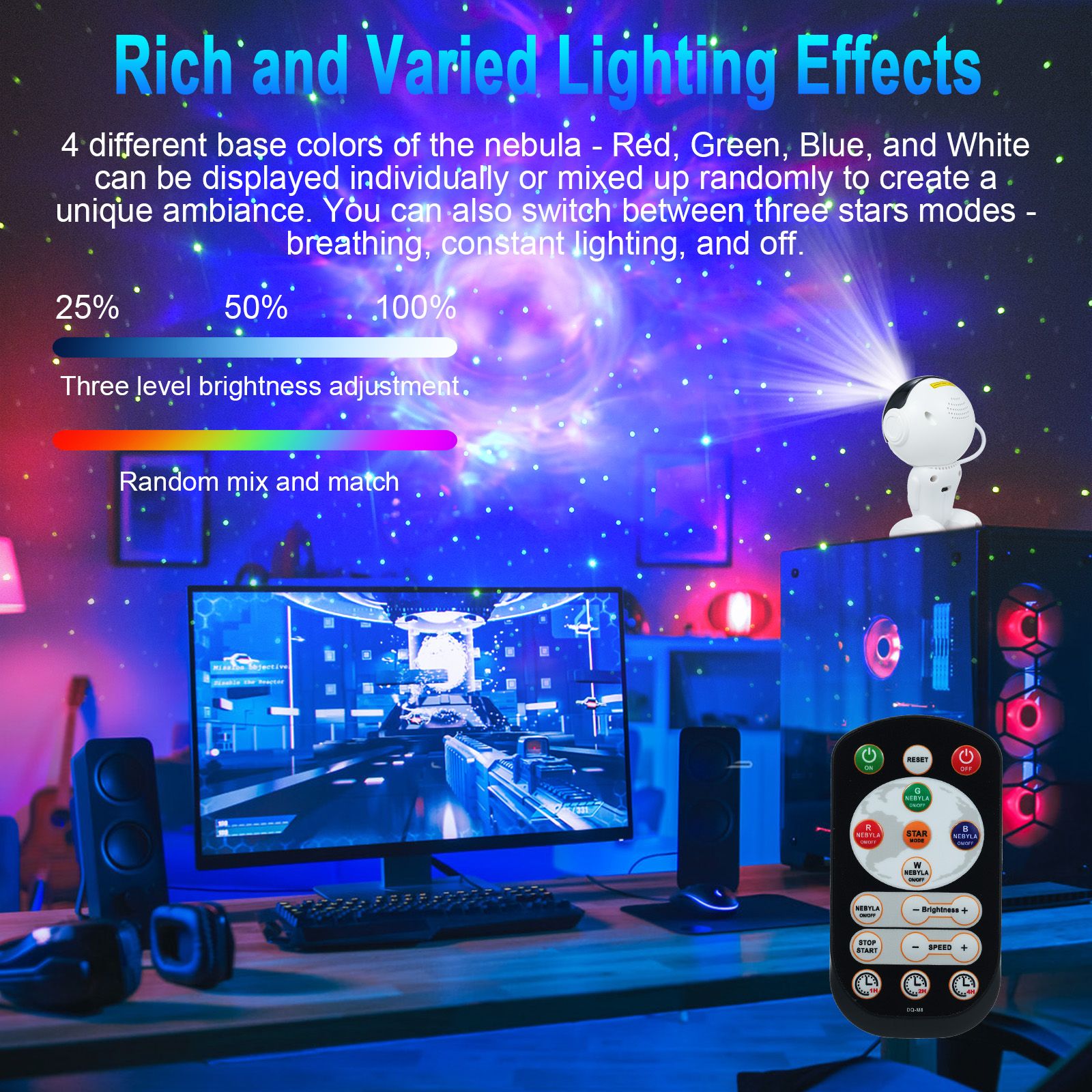 Star Projector Galaxy Night Light Starry Nebula Ceiling LED Lamp 15 Light view 4
