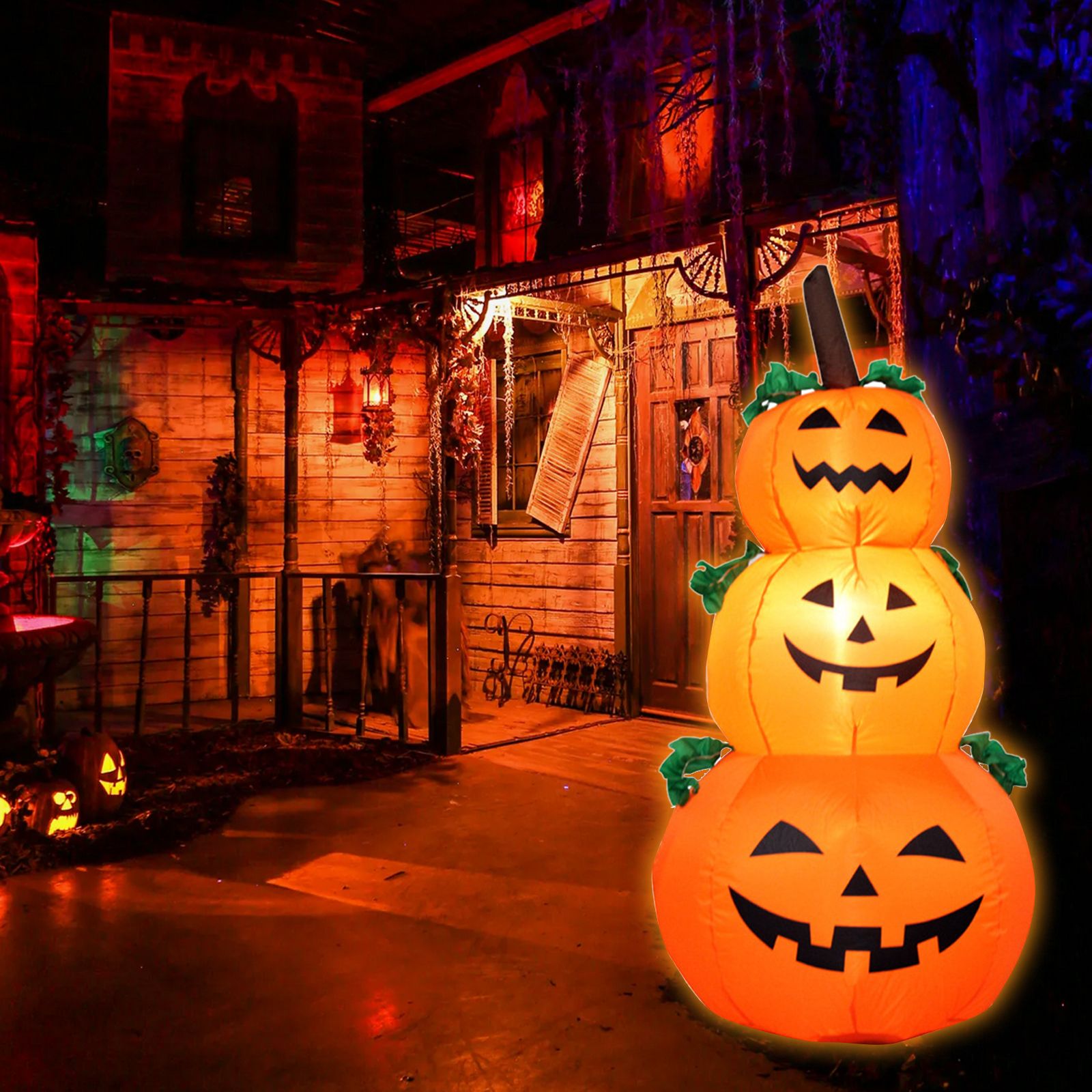 3.9FT Halloween Inflatables Pumpkin Outdoor Decorations LEDs Blow Up view 7