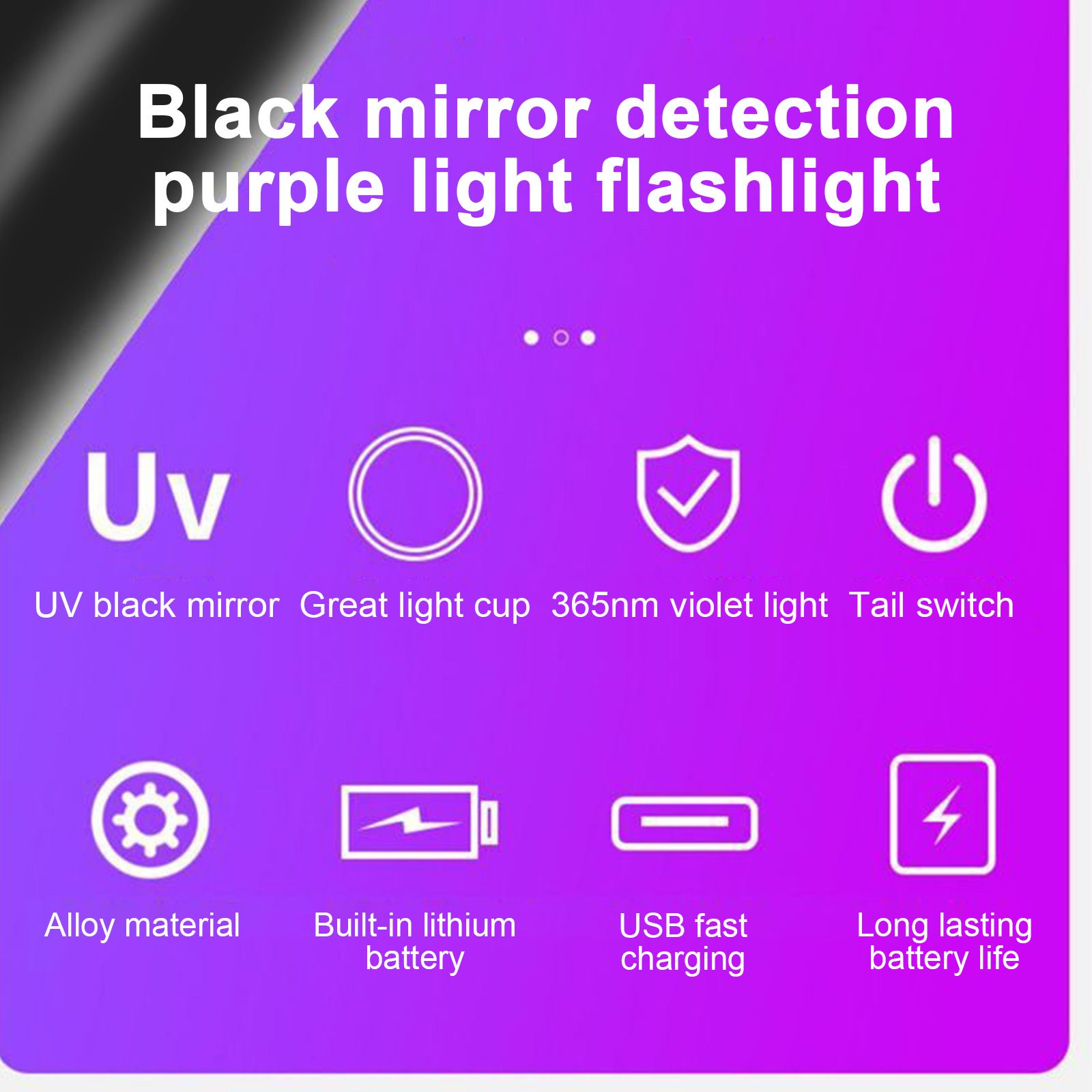365nm UV Flashlight Pet Fungus Detection Lamp Portable Rechargeable UV view 5