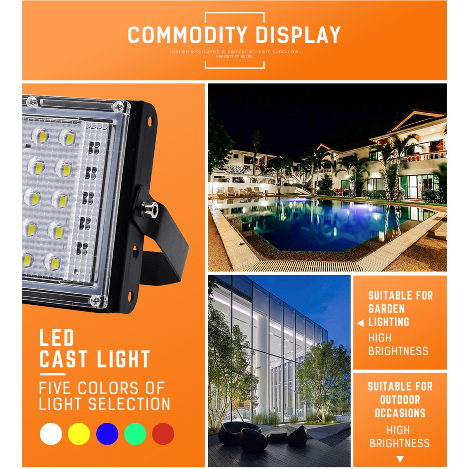 50W Outdoor IP66 Waterproof Floodlight Super Bright RGB Lawn Floodlight LED view 8