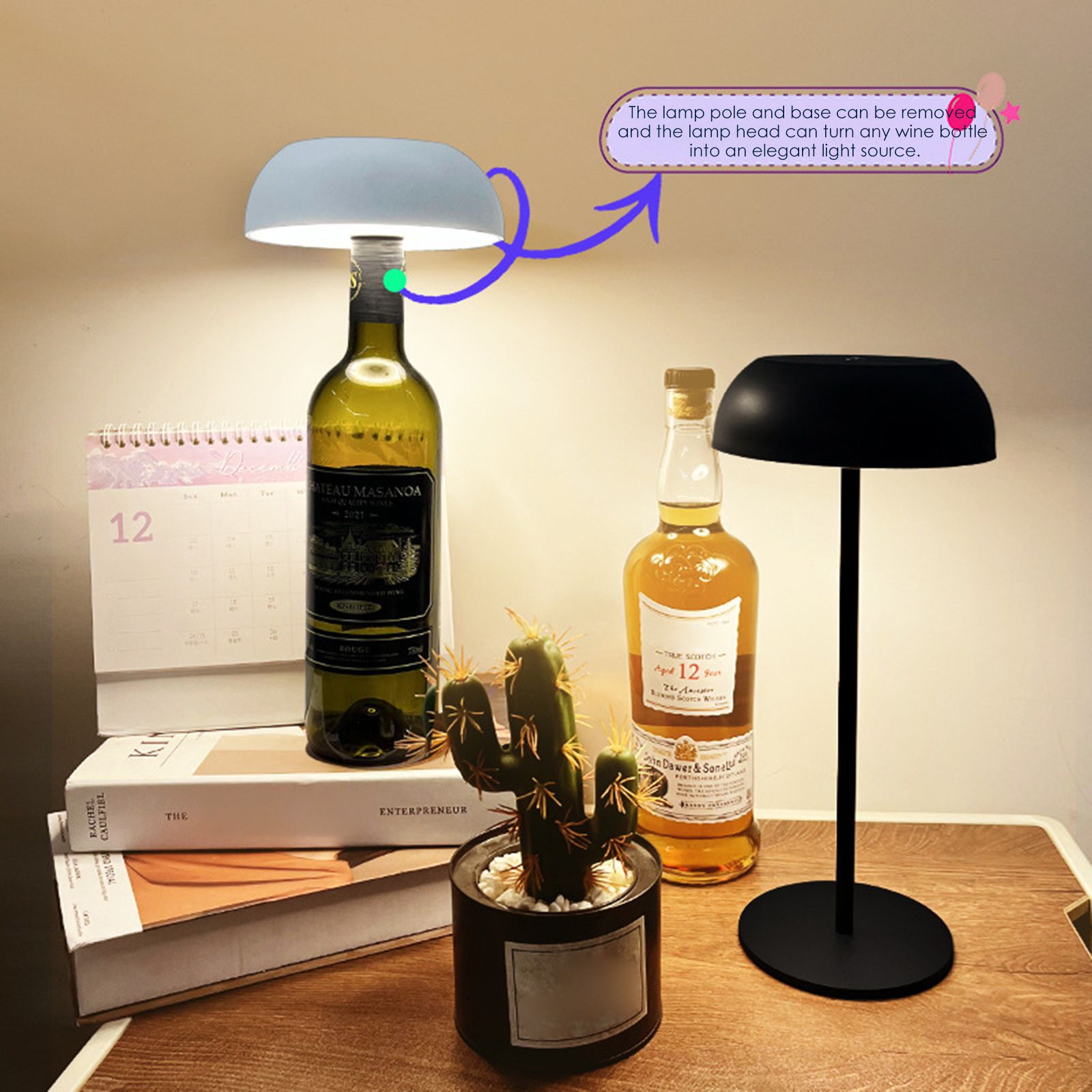 Modern Portable Table Lamp Nightstand Touch Lamp Decorative Wine Bottle Lamp 3 view 10