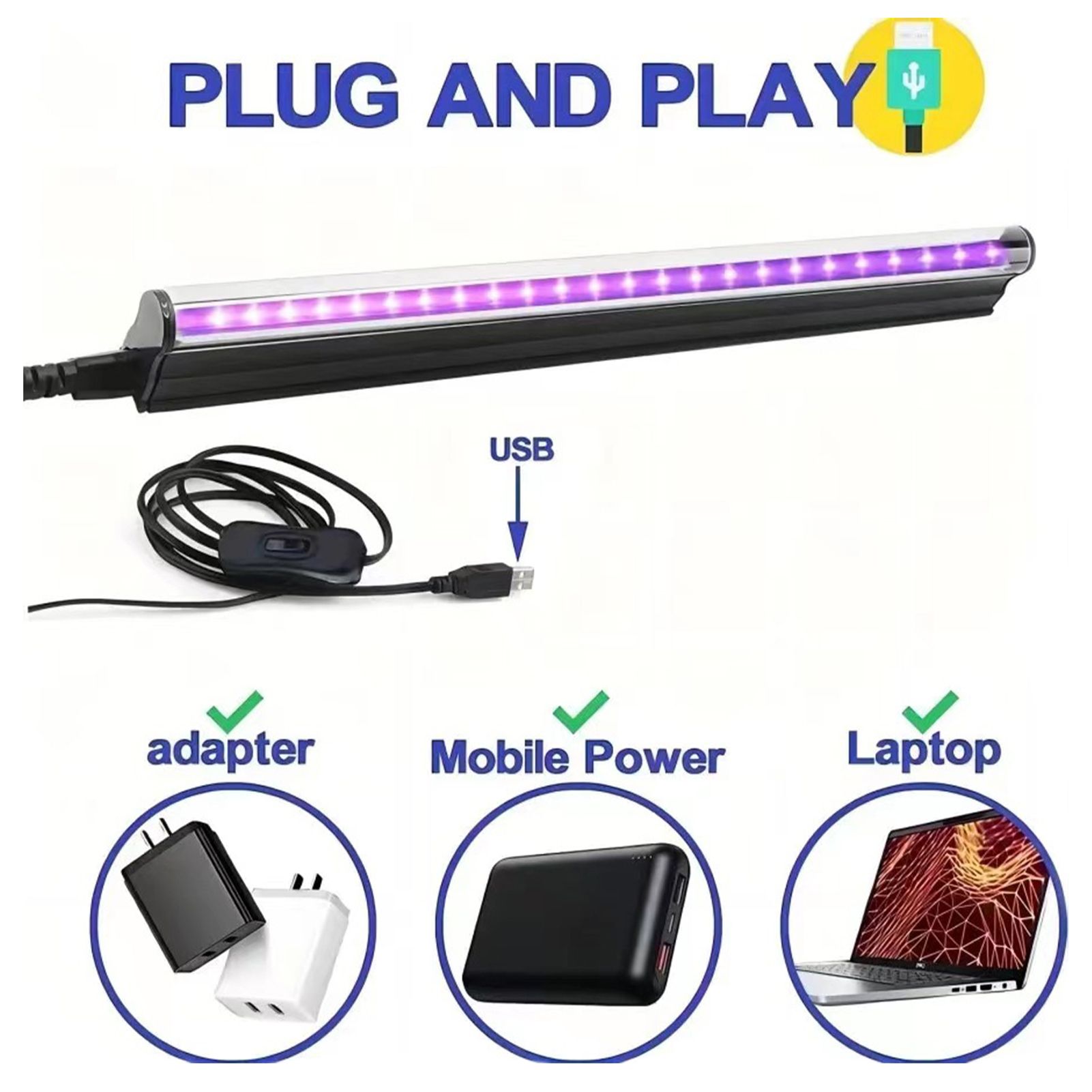 1 Pack LED UV Blacklight UV Lamp Bar Stage Blacklight Tube Portable UV Light view 5