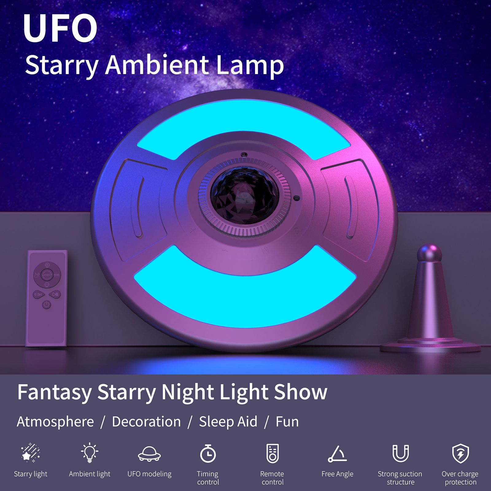 Star Projector Light Party Atmosphere Lamp Bedroom Ambient Night Light Starry view 2