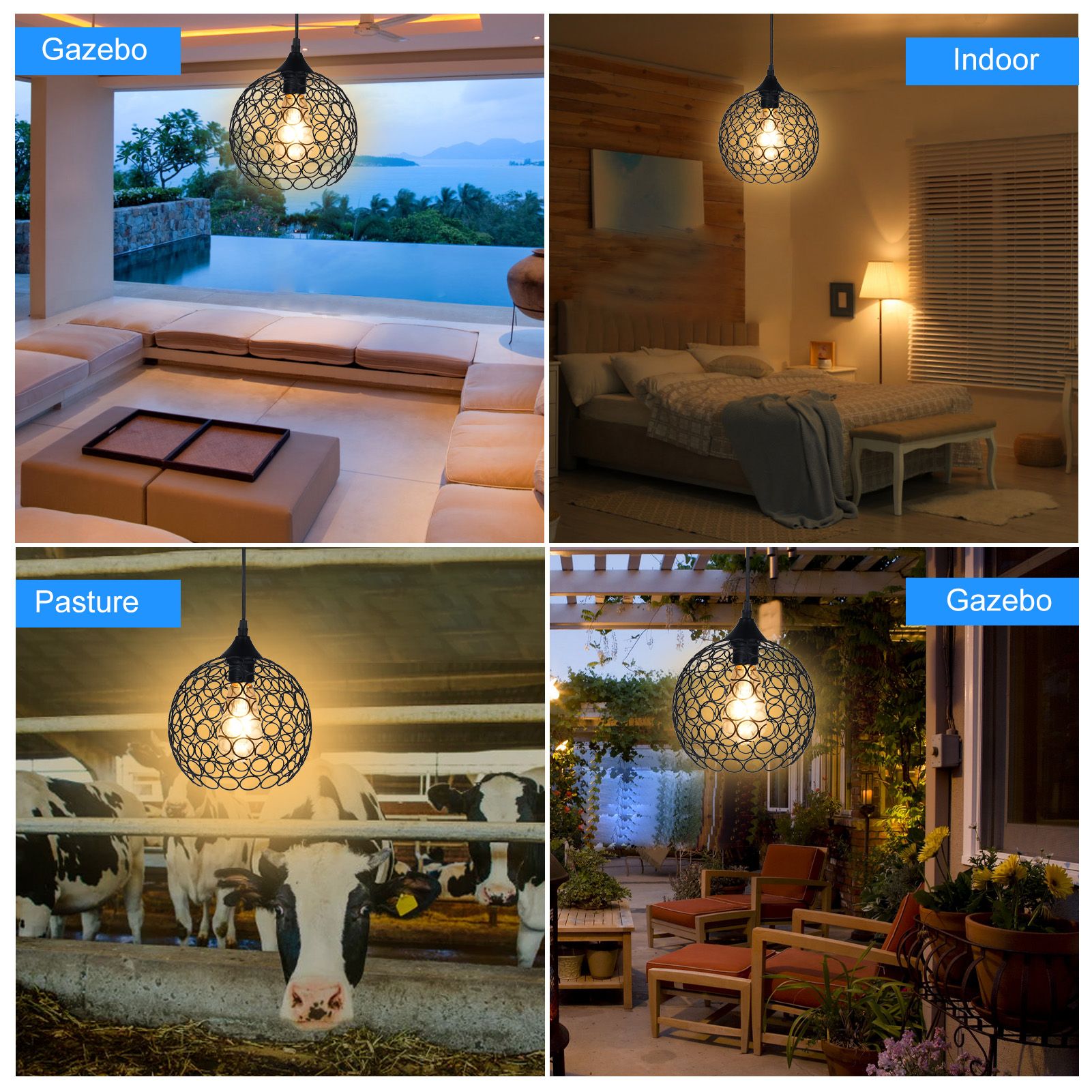 Retro Solar Powered Pendant Lamp view 8