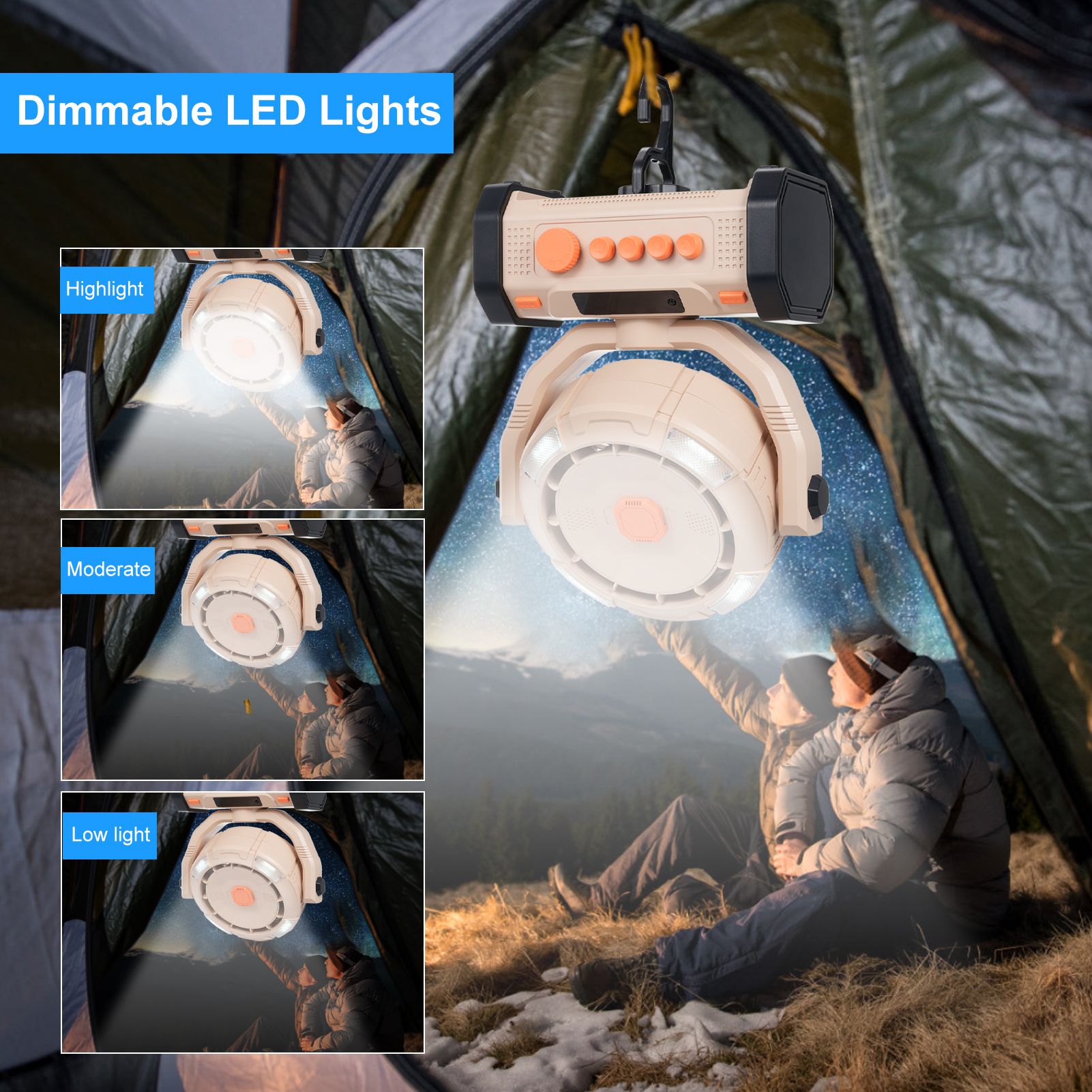 Outdoor Camping Fan with LED Lights view 9
