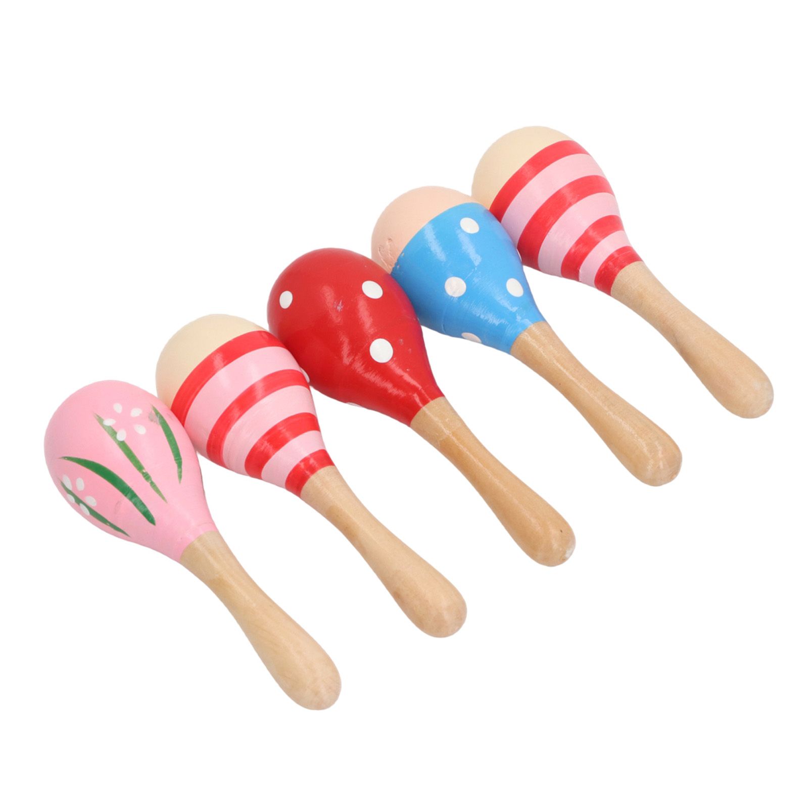 5PCS Wooden Maracas Rattles Cute Toddlers Egg Shaker Sand Hammer Toy Musical view 9