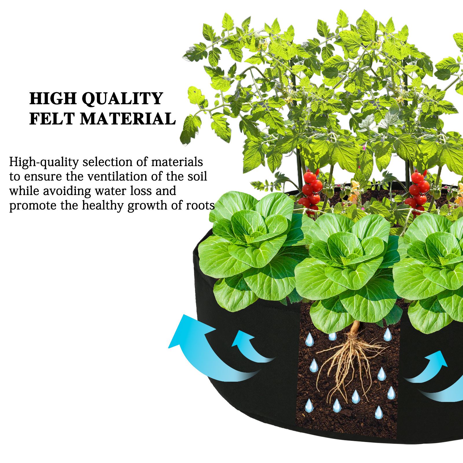 Plant Bag Portable Garden Planting Bag Felt Vegetable Flower Plant Grow Bags