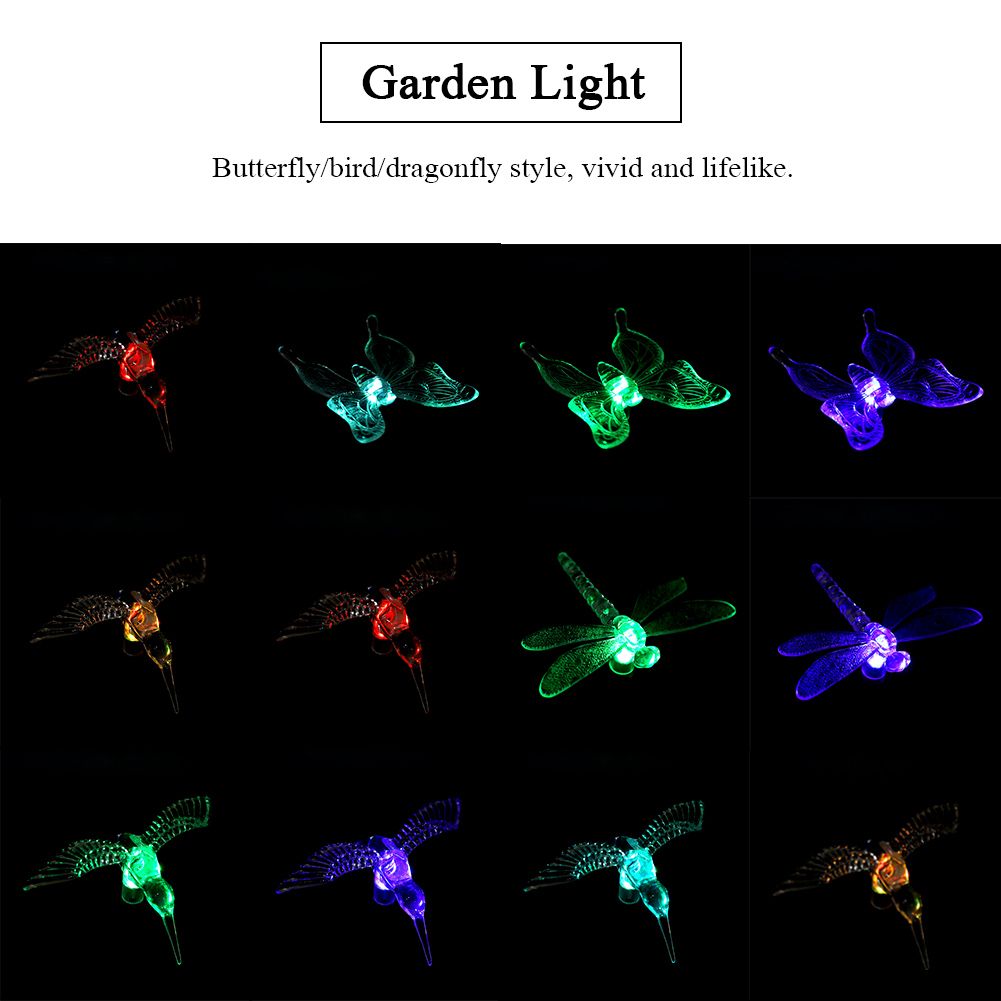 3PCS Colorful Solar Powered Lawn Light Outdoor Butterfly/Bird/Dragonfly Garden view 9