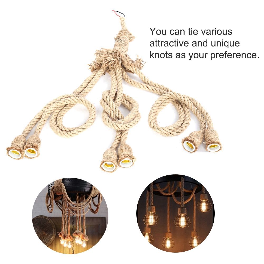 E27 Lamp Base 1m Hemp Rope Cord Electric Wire DIY Pendant Decorative Bulb with view 7