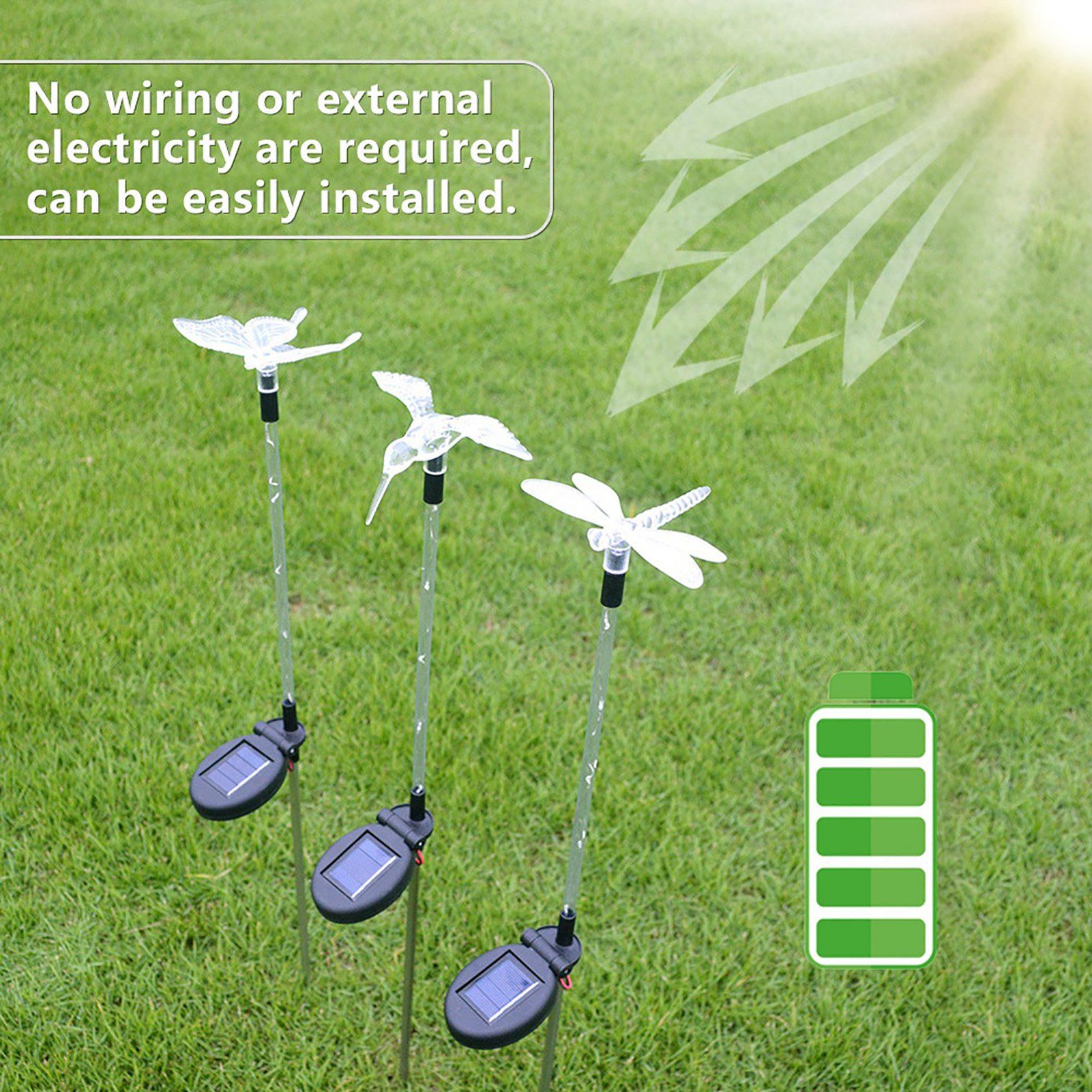 3pcs Solar Powered LED Colorful Outdoor Waterproof Stake Light for Lawn Garden view 7