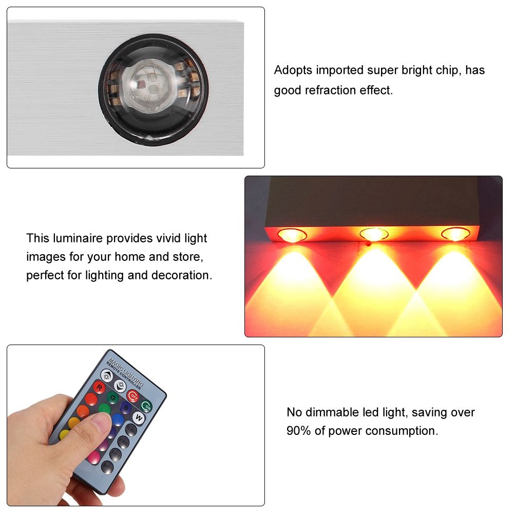 LED Colorful RGB Wall Lamp Aluminum Indoor Bedroom Waterproof Decorative view 7