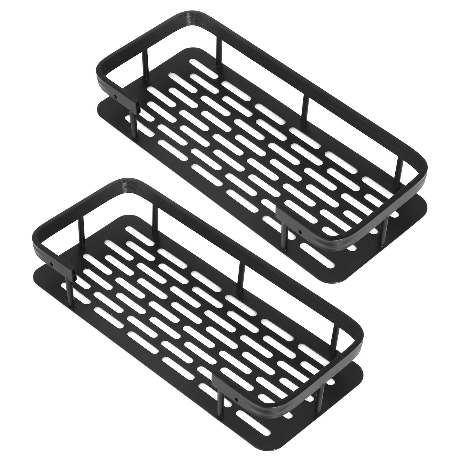 Shower Caddy Double Layer Rectangle Shape Space Saving Aluminum Punching Free view 5