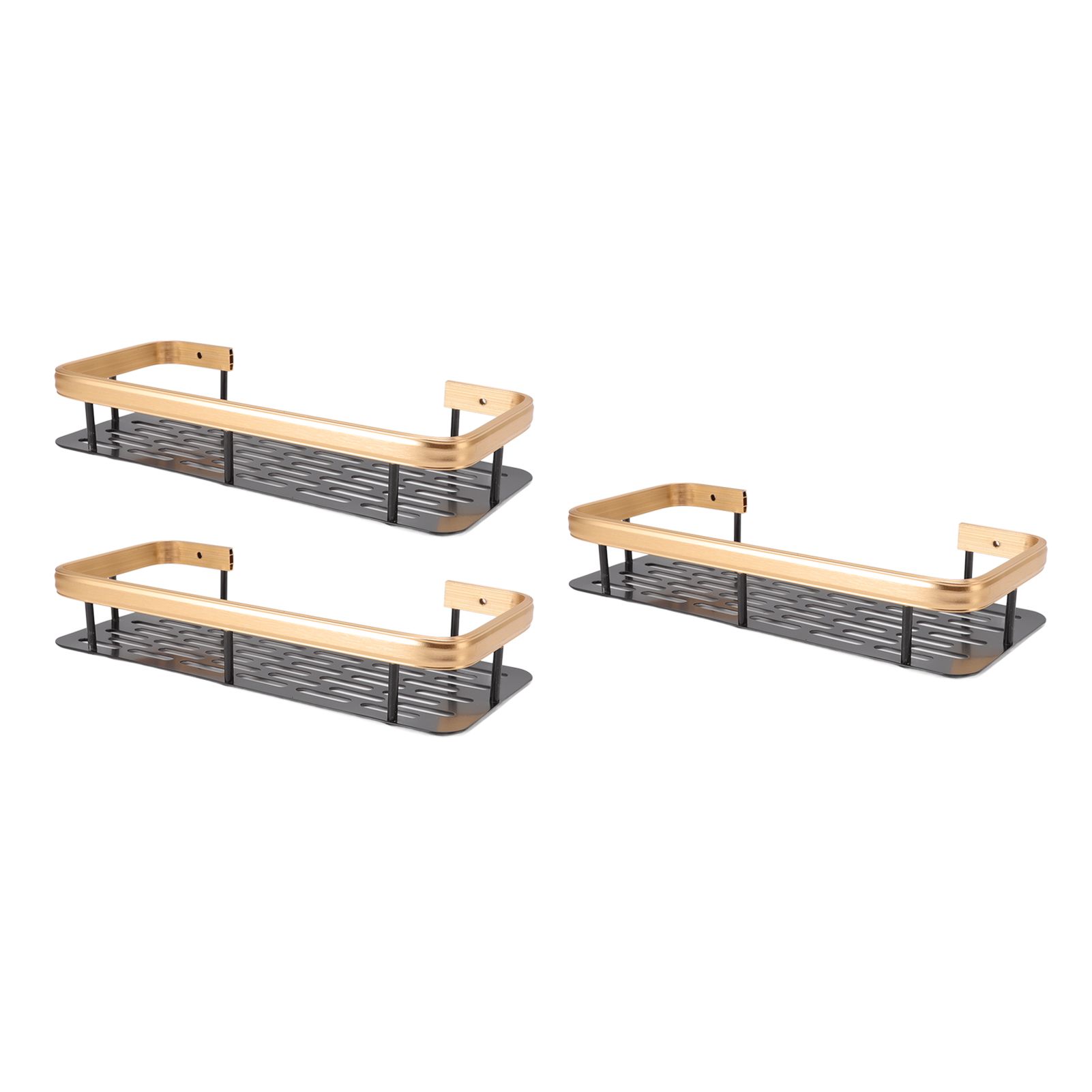 Shower Storage Rack 3 Layers Punch Free Rectangle Aluminum Shower Shelf Basket view 9