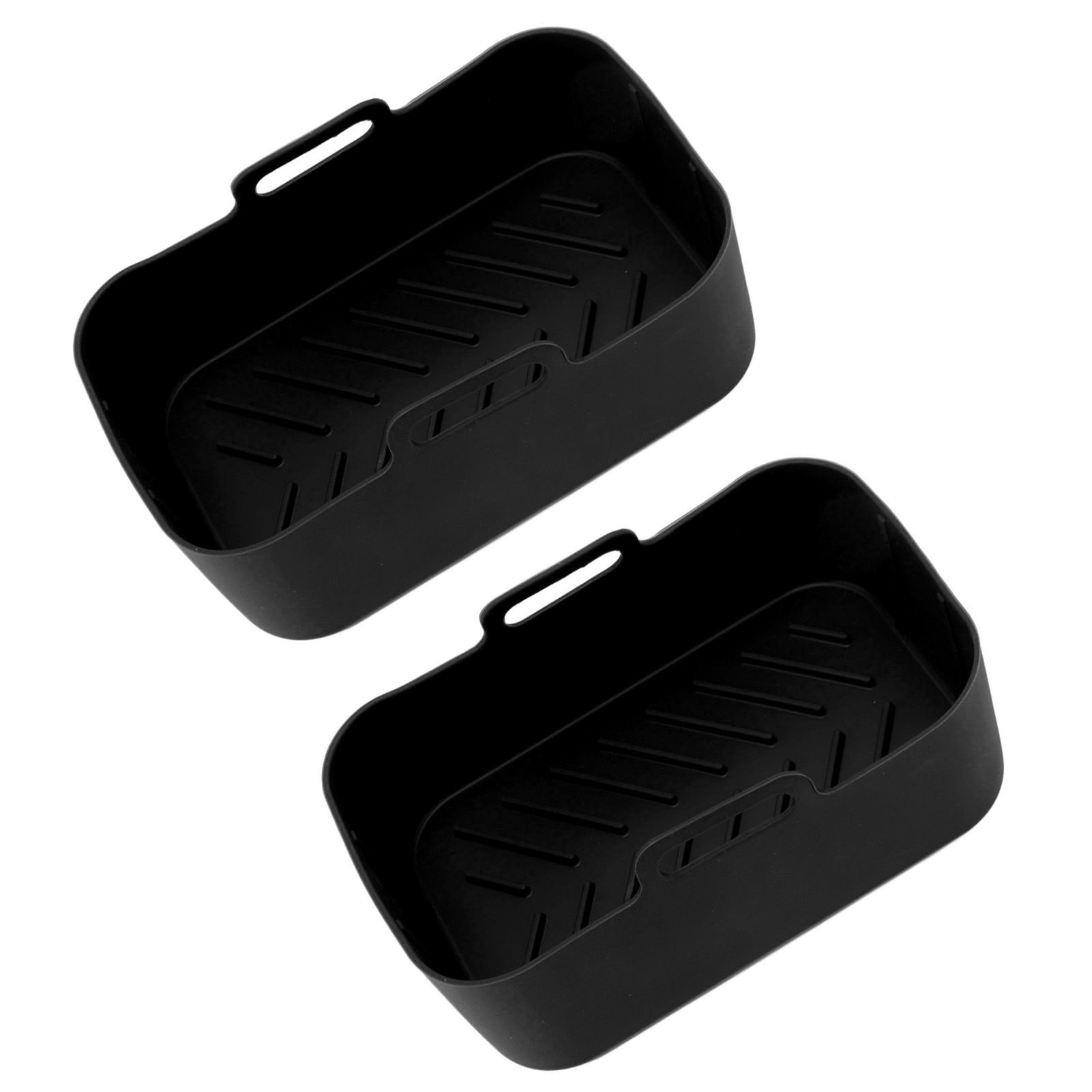 2 Sets Kitchen Fryer Silicone Basket and Mat Reusable Non Stick Rectangular view 8