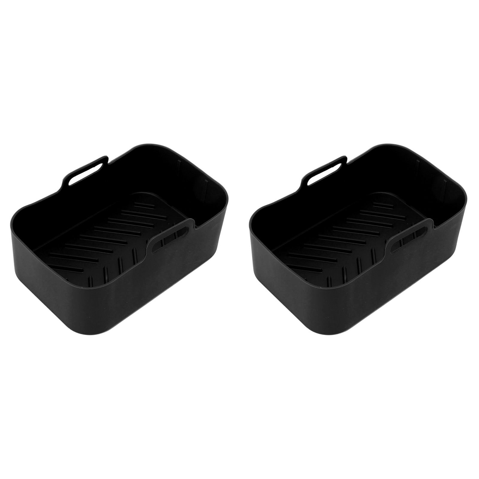 2 Sets Kitchen Fryer Silicone Basket and Mat Reusable Non Stick Rectangular view 10