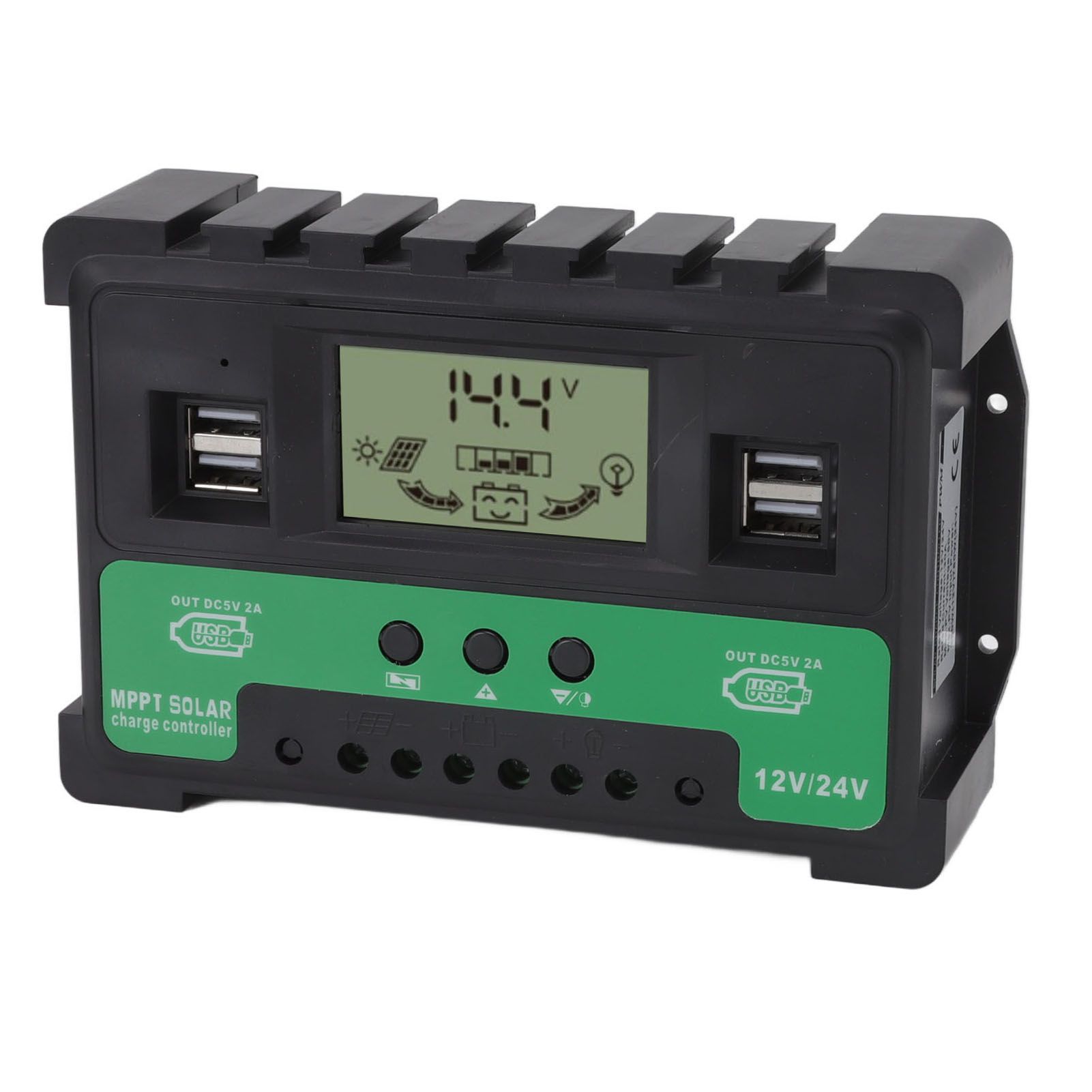 Solar Controller 12V 24V Charge Discharge PV Regulator LCD Display Dual USB view 3