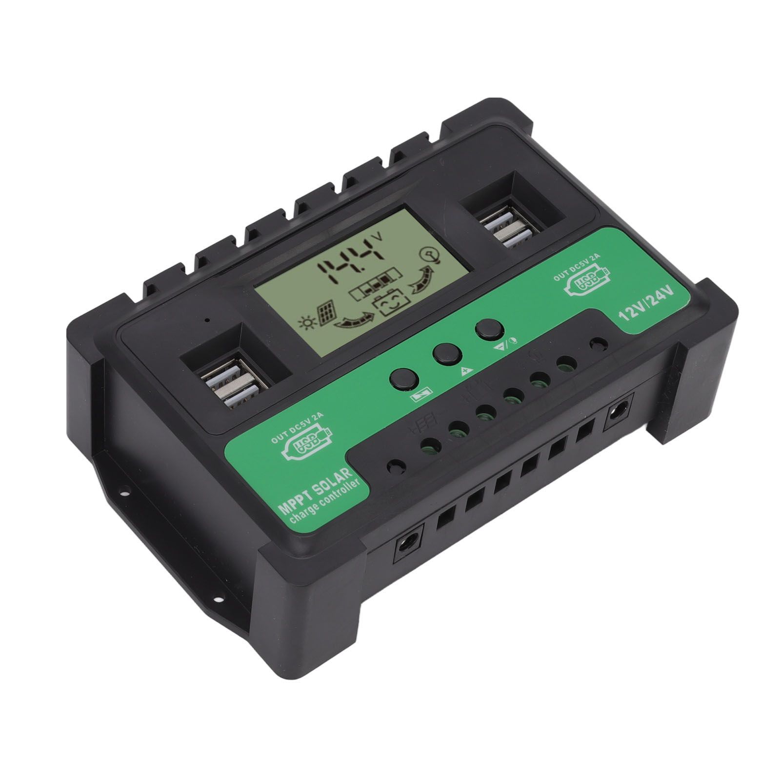 Solar Controller 12V 24V Charge Discharge PV Regulator LCD Display Dual USB view 5