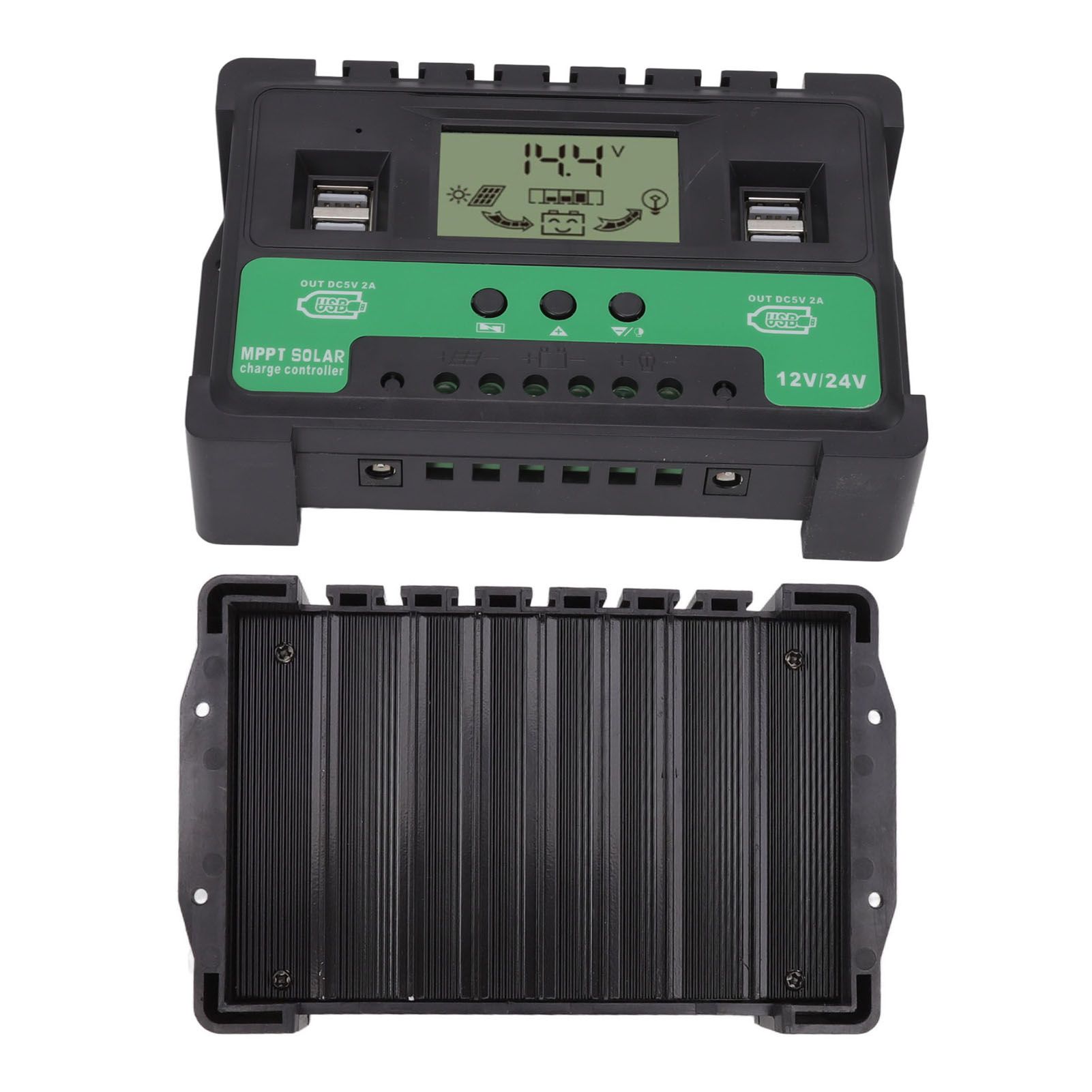 Solar Controller 12V 24V Charge Discharge PV Regulator LCD Display Dual USB view 7