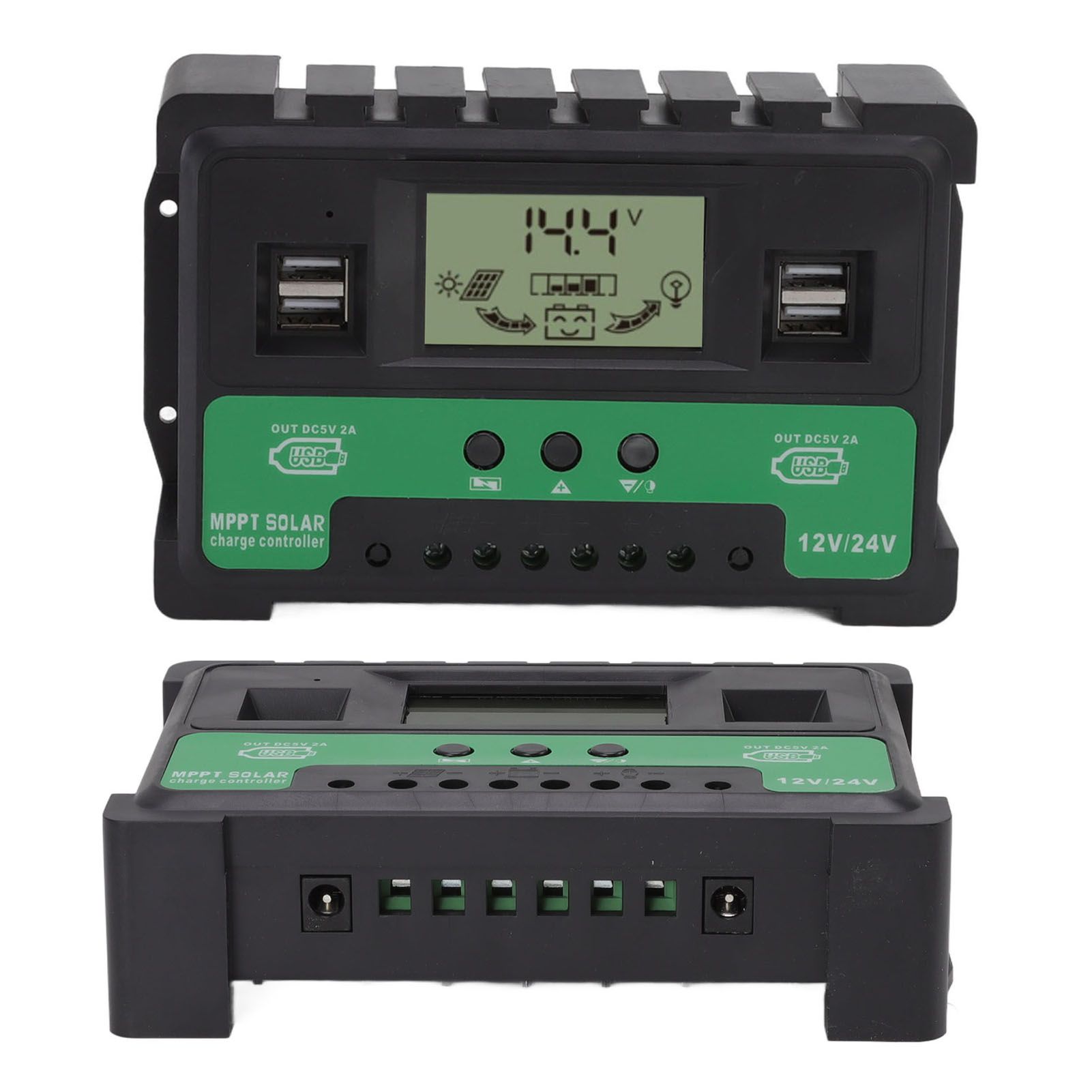 Solar Controller 12V 24V Charge Discharge PV Regulator LCD Display Dual USB view 9