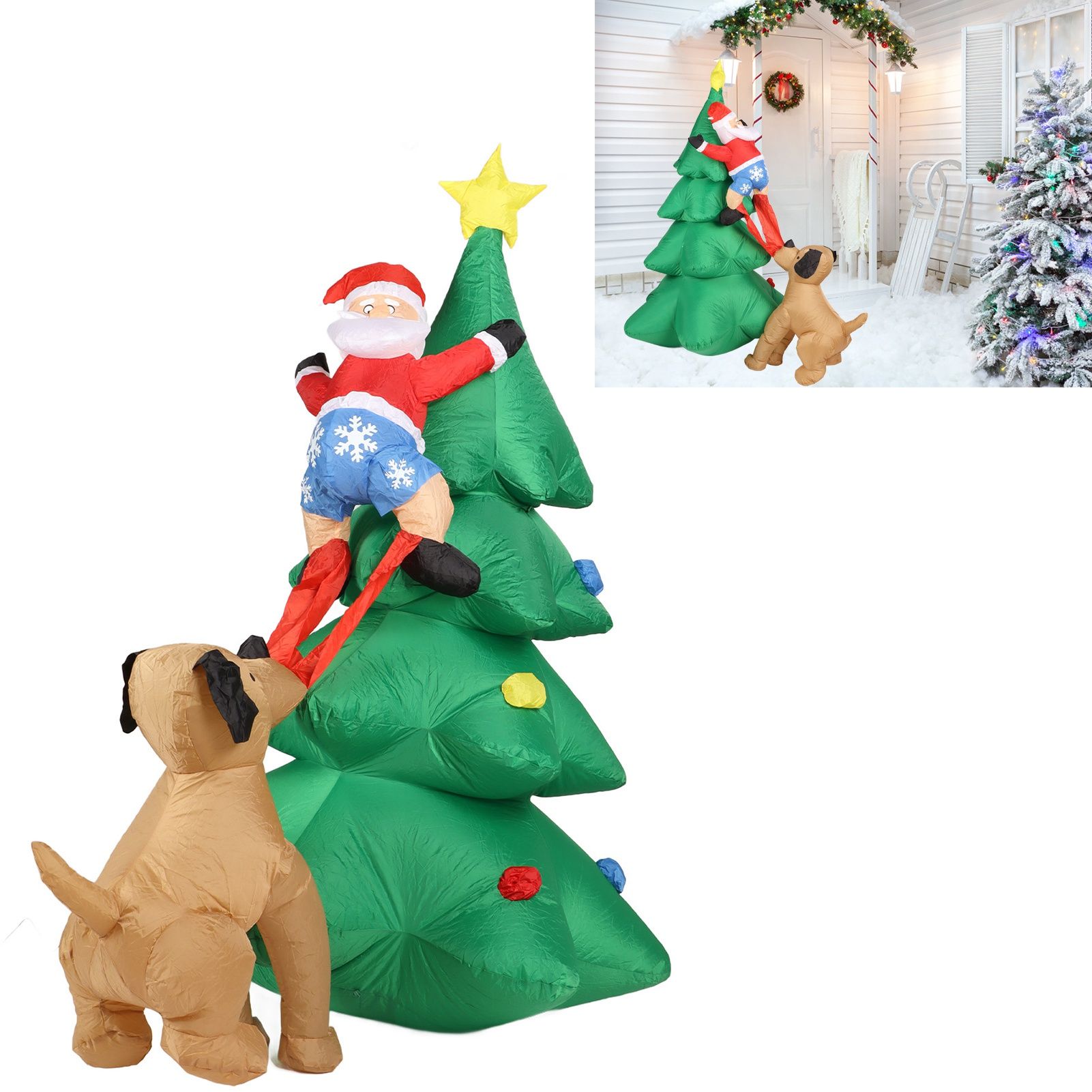Dog Bite Old Man's Christmas Tree LED Growing Inflatable Christmas Tree for view 11