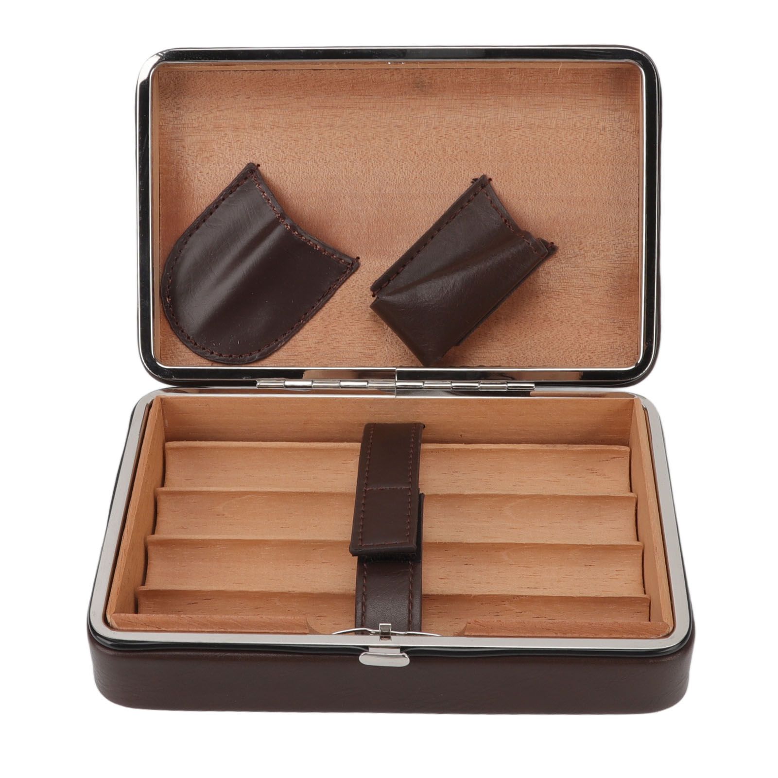 Cigar Holder Case Portable Travel Leather Cigar Humidor Case with Cedarwood