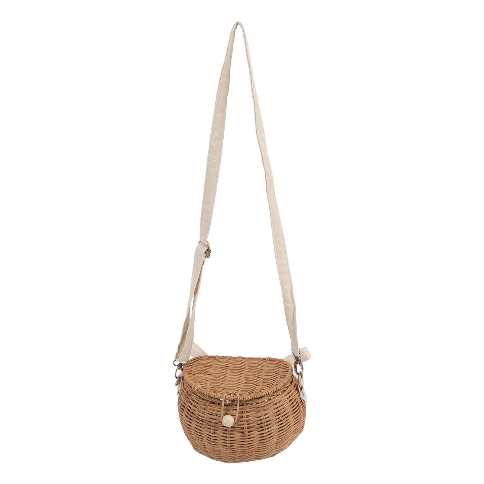 Round Rattan Bag Natural Vintage Woven Shoulder Rattan Bag for Camping view 4