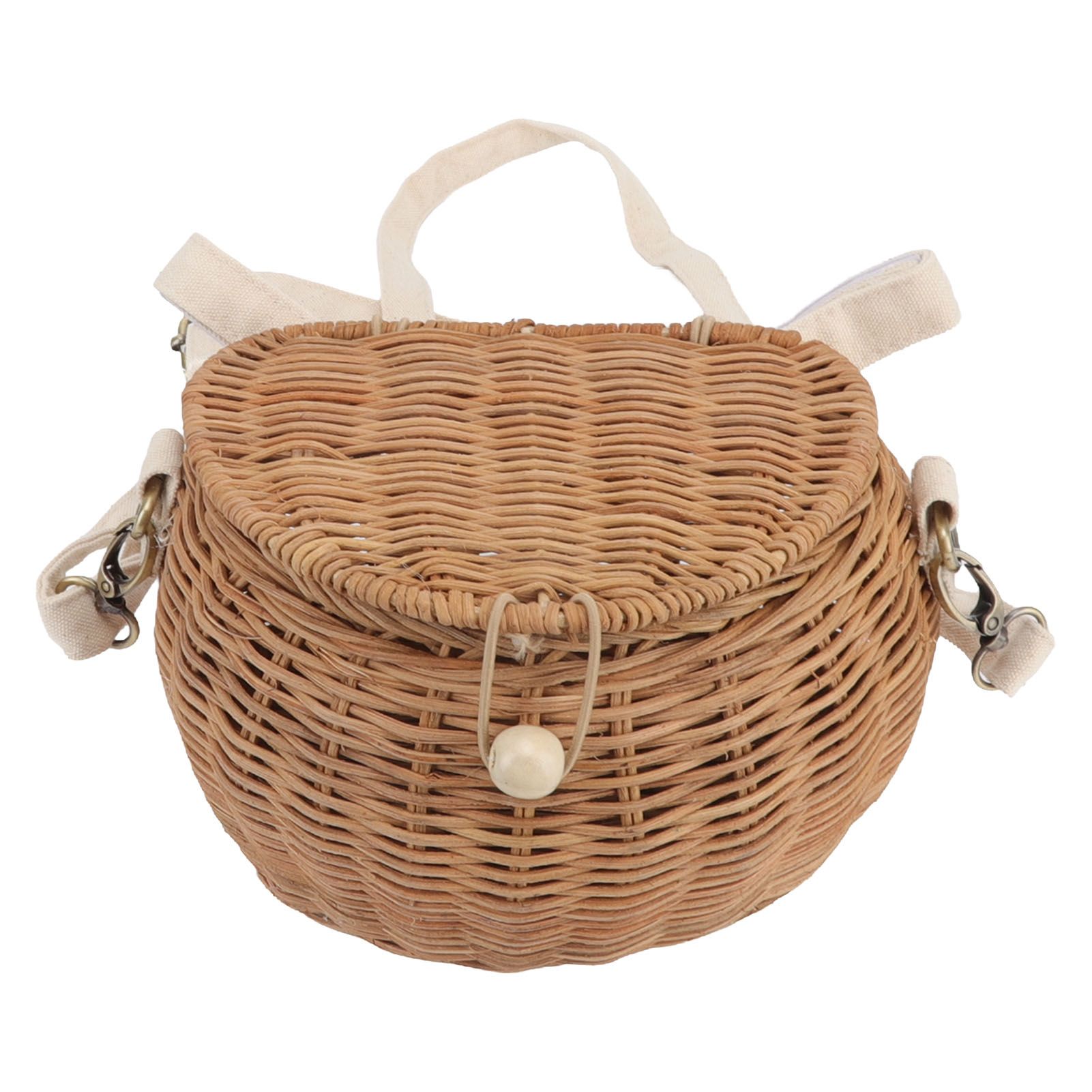 Round Rattan Bag Natural Vintage Woven Shoulder Rattan Bag for Camping view 5
