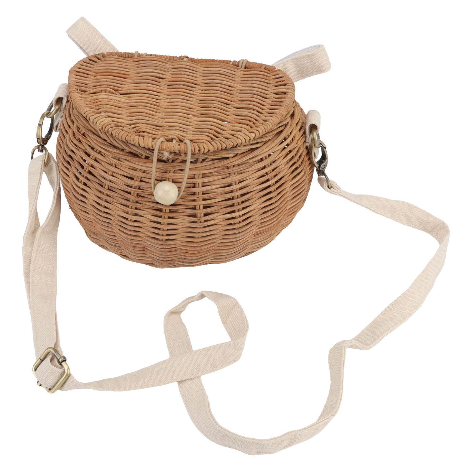 Round Rattan Bag Natural Vintage Woven Shoulder Rattan Bag for Camping view 6