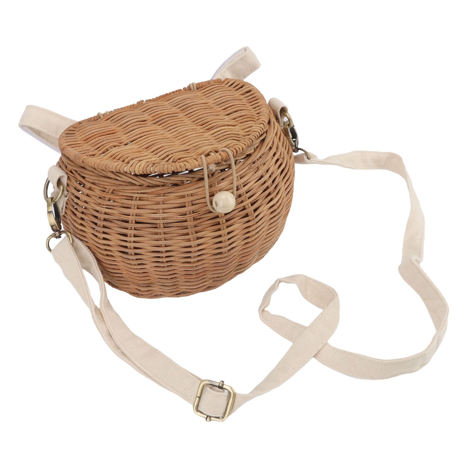 Round Rattan Bag Natural Vintage Woven Shoulder Rattan Bag for Camping view 7