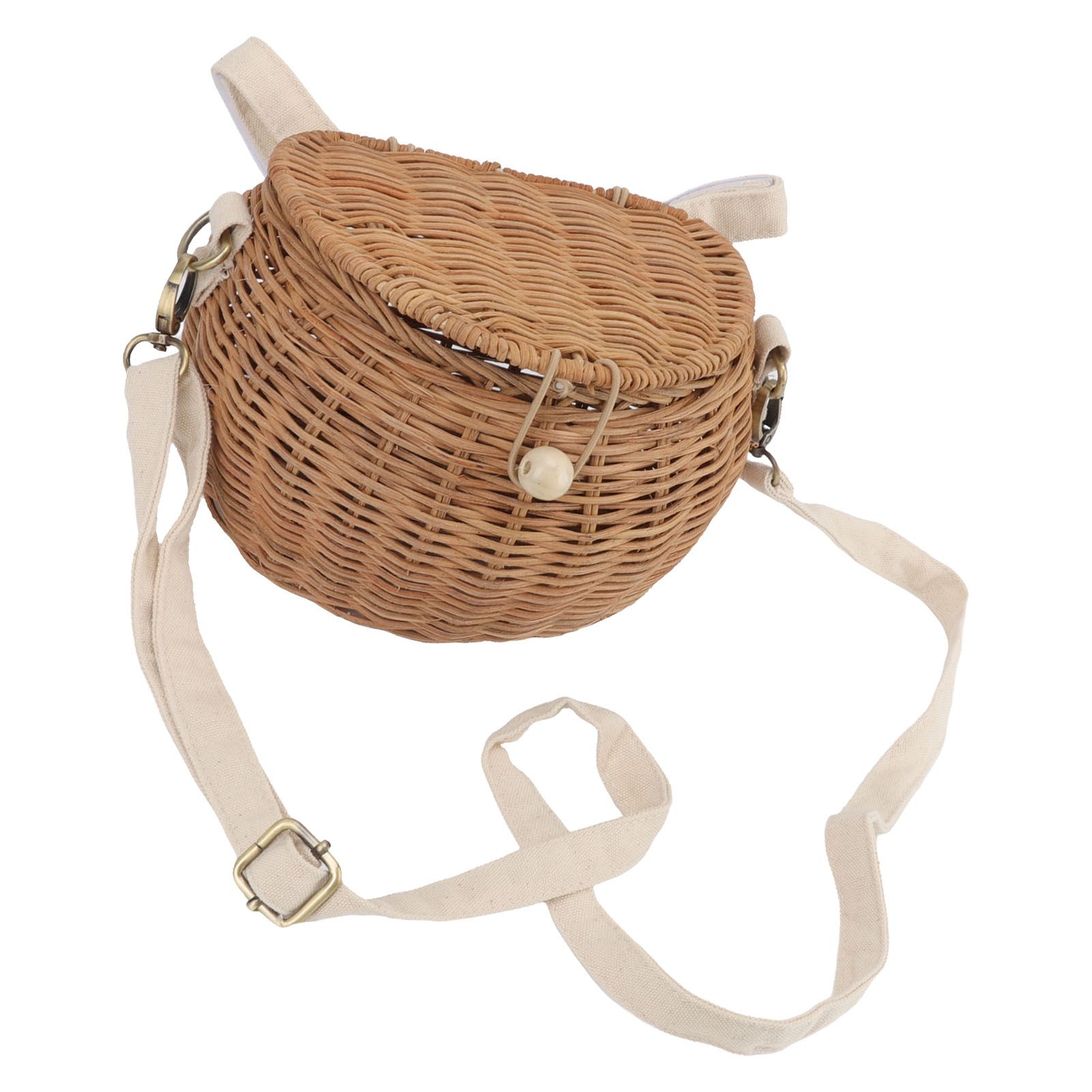 Round Rattan Bag Natural Vintage Woven Shoulder Rattan Bag for Camping view 8