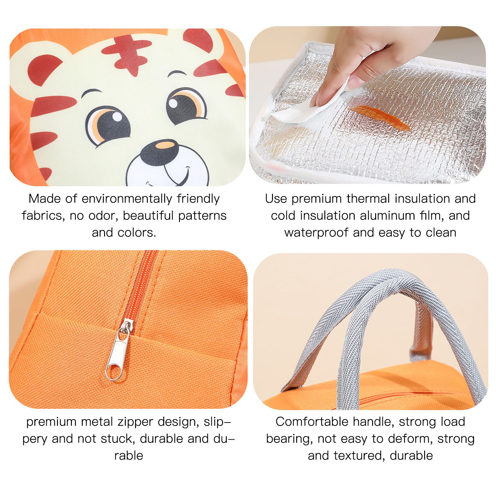 Lunch Bag Cute Cartoon Animal Pattern Waterproof Large Capacity Portable view 9