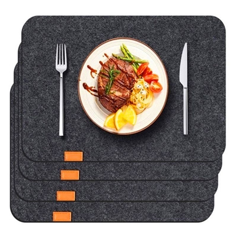 Placemat Cup Mat Set Felt Heat Insulation with Fork Bag Tableware Mat for Home view 5